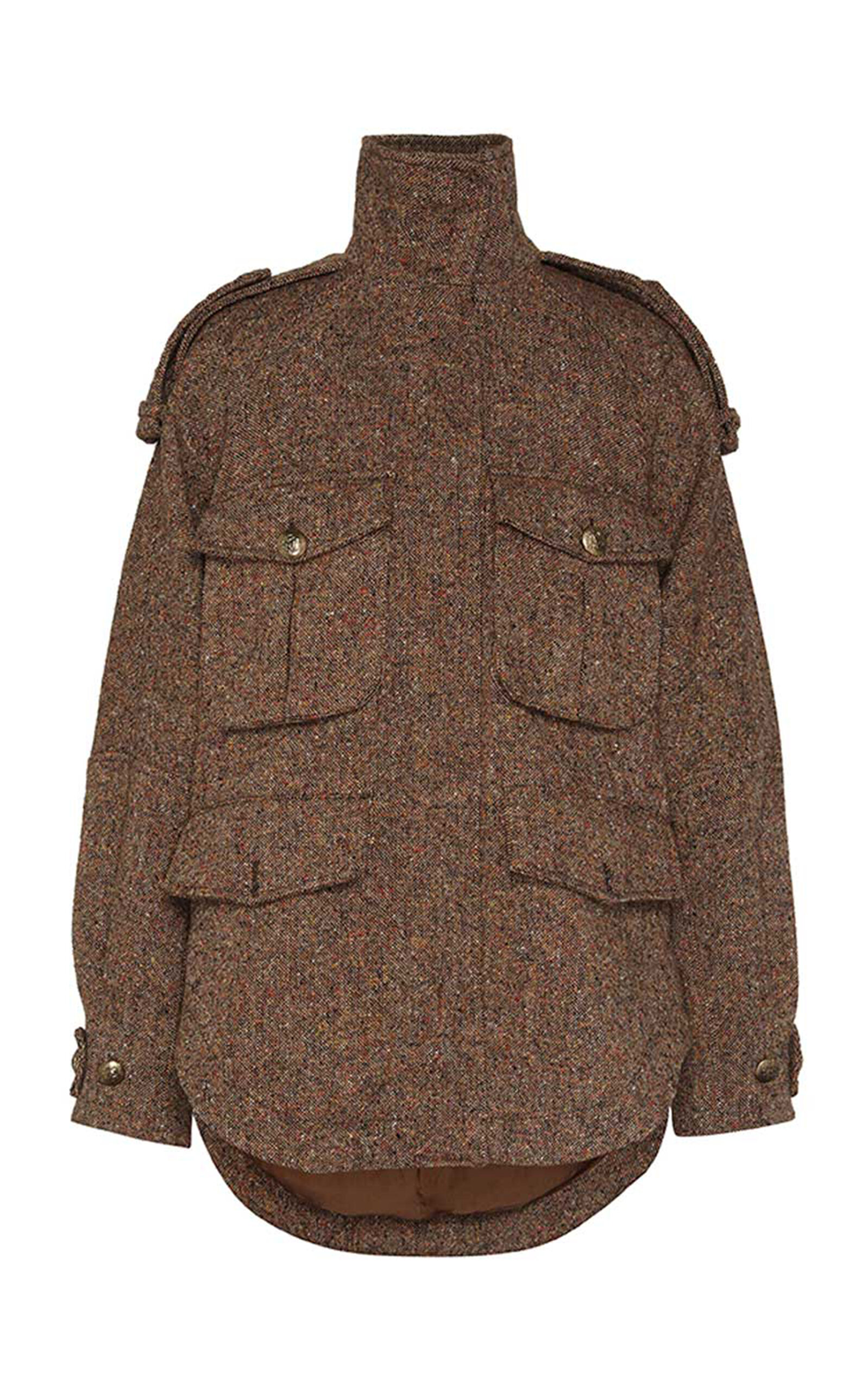 Zimmermann Illustration Oversized Wool-blend Tweed Jacket In Brown