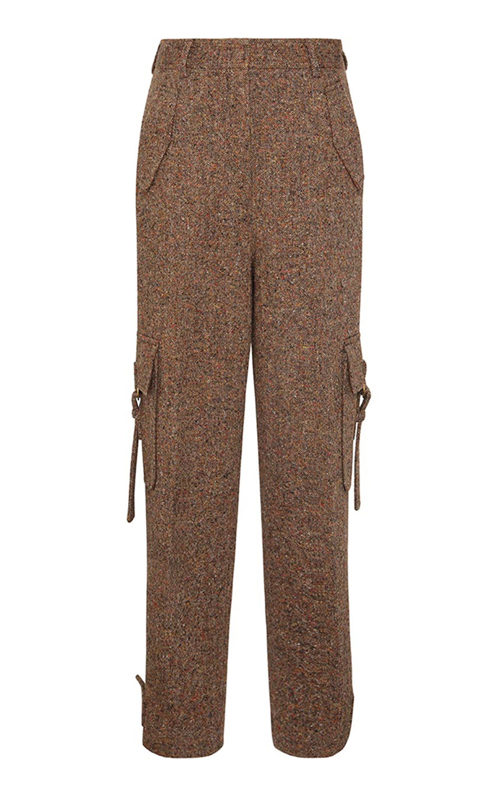 Zimmermann Illustration Drop-rise Wool-blend Tweed Cargo Pants In Brown