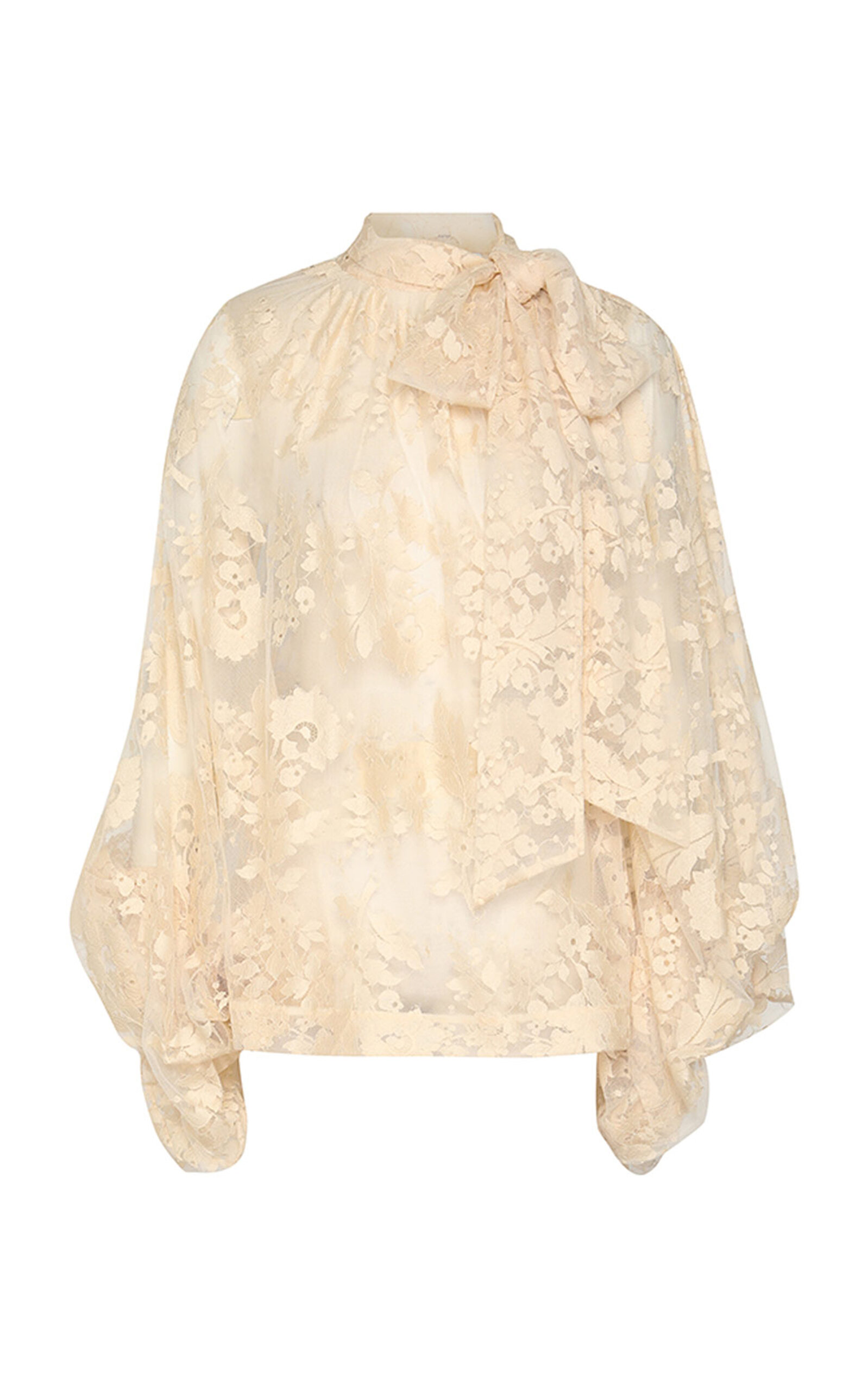 Zimmermann Illustration Oversized Lace Top In Off-white