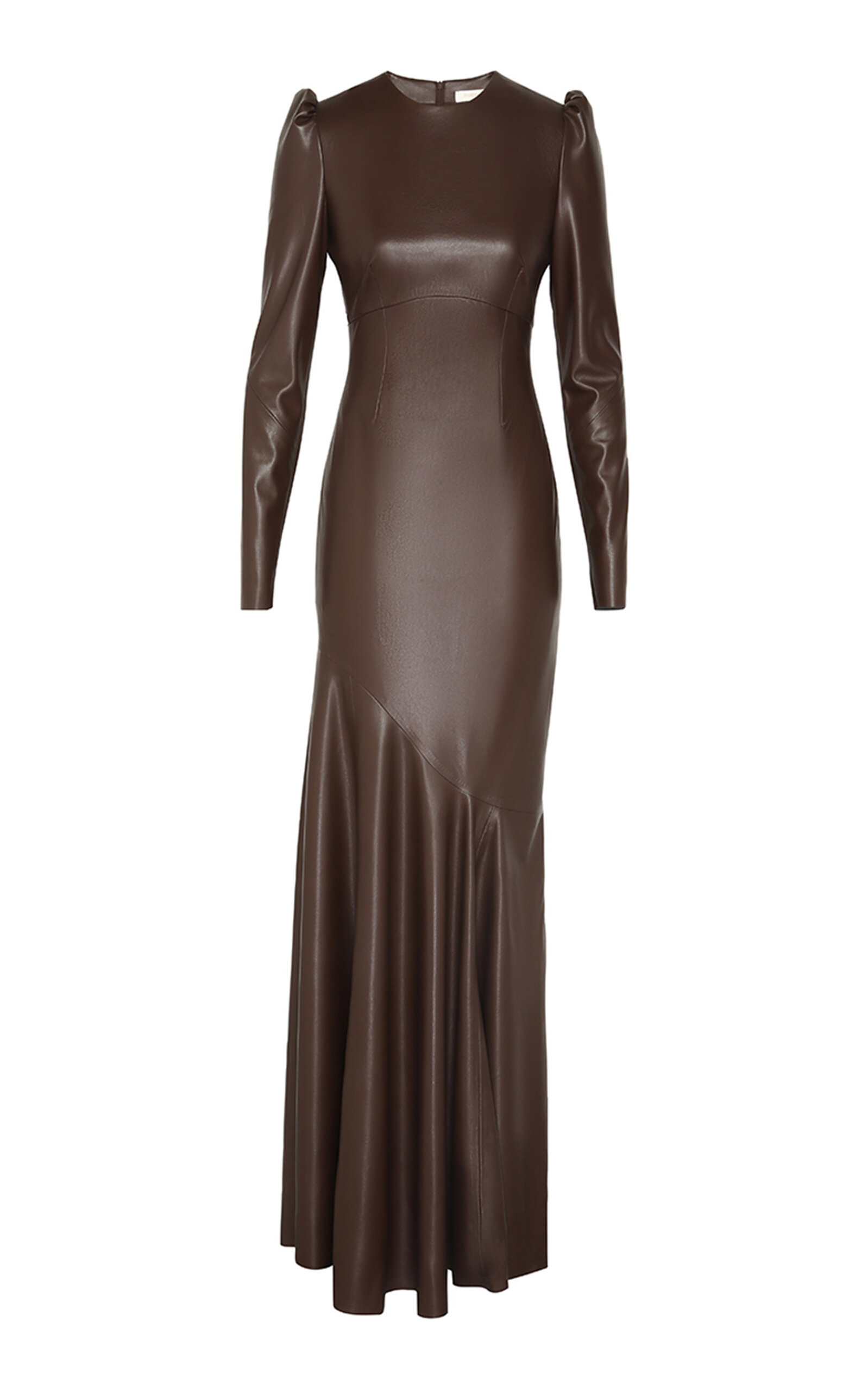 Zimmermann Illustration Sculpted Leather Maxi Dress In Burgundy