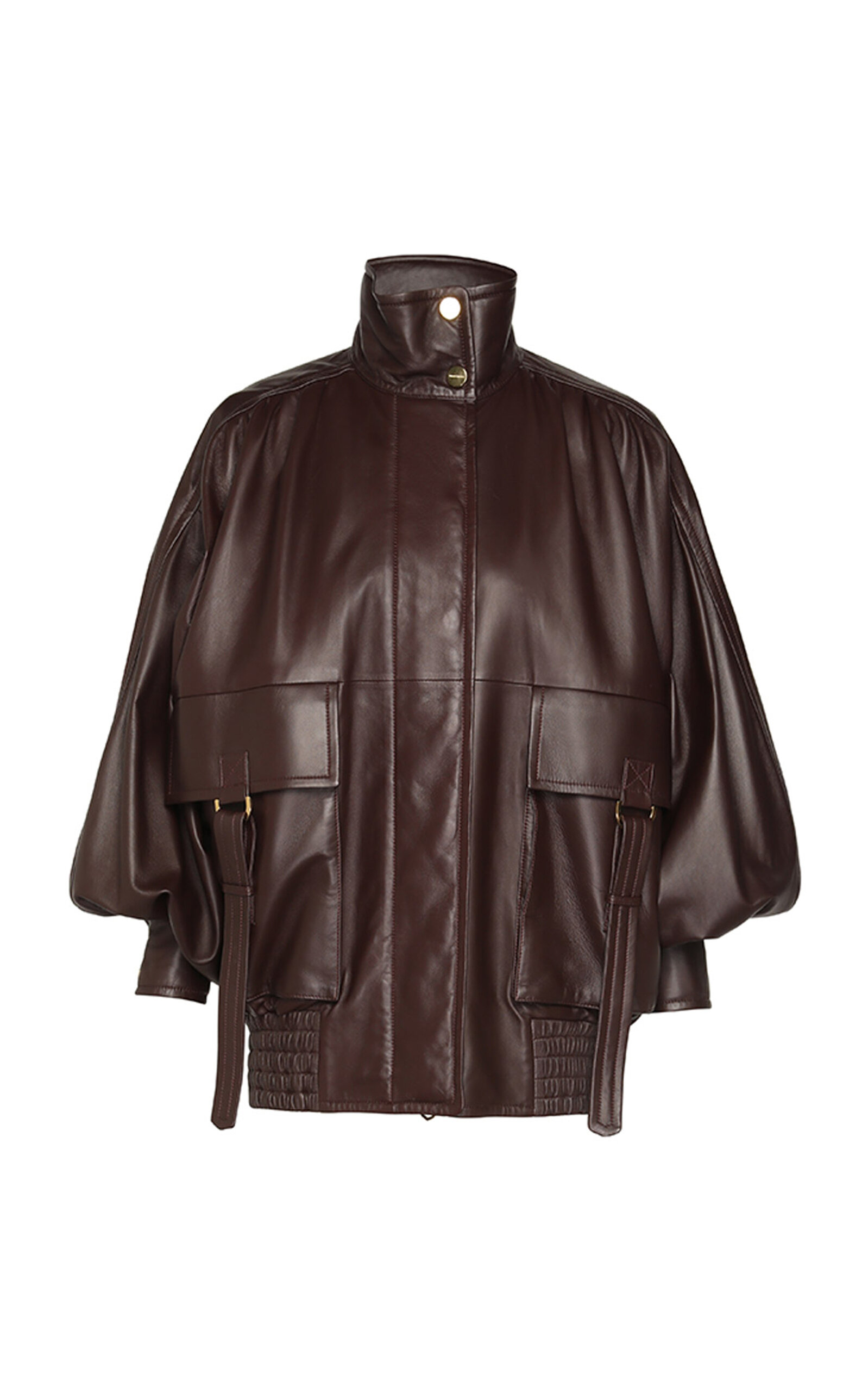 Zimmermann Illustration Oversized Leather Jacket In Burgundy