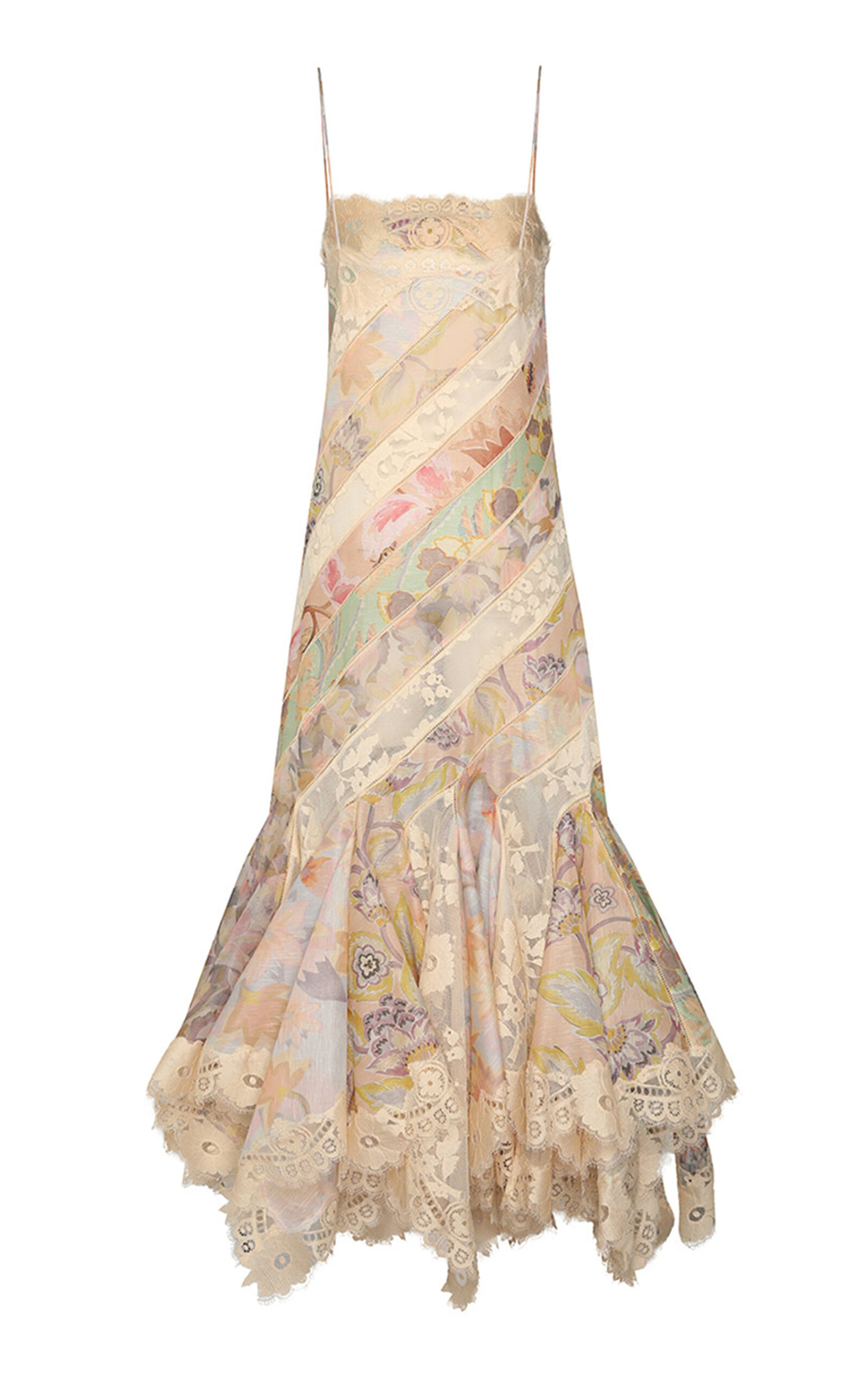 Zimmermann Eden Lace-trimmed Paneled Chiffon Maxi Dress In Multi