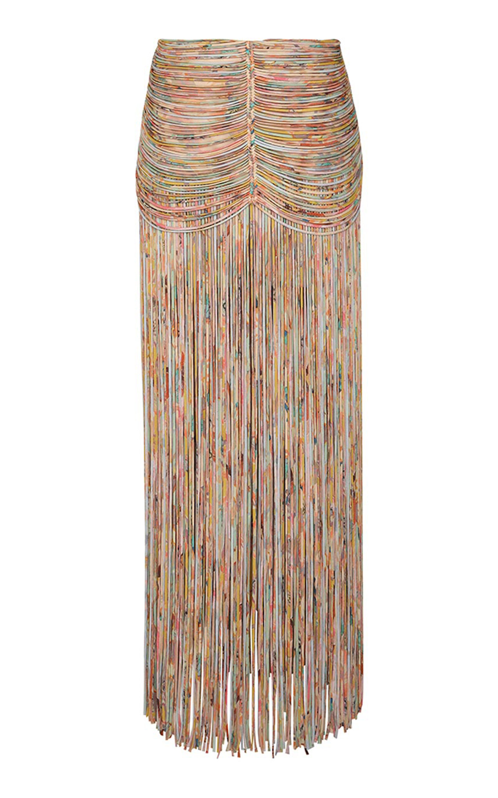 Zimmermann Pavillion Rouleaux Corded Fringe Maxi Skirt In Multi