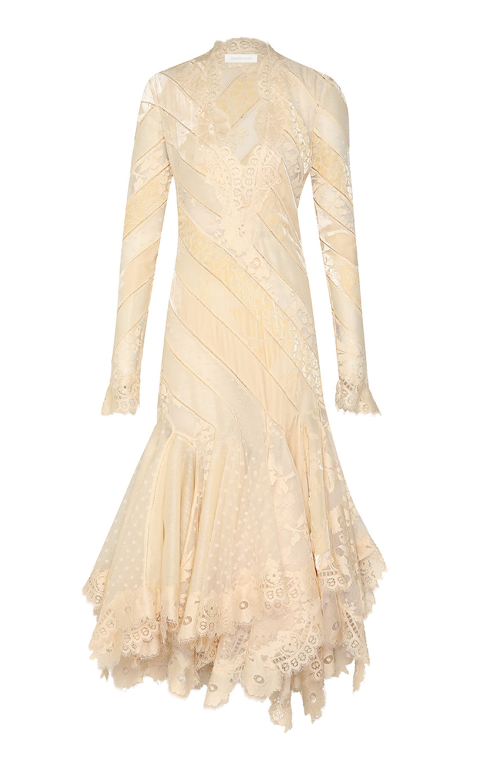 Zimmermann Eden Lace-trimmed Linen-silk Chiffon Midi Dress In Off-white