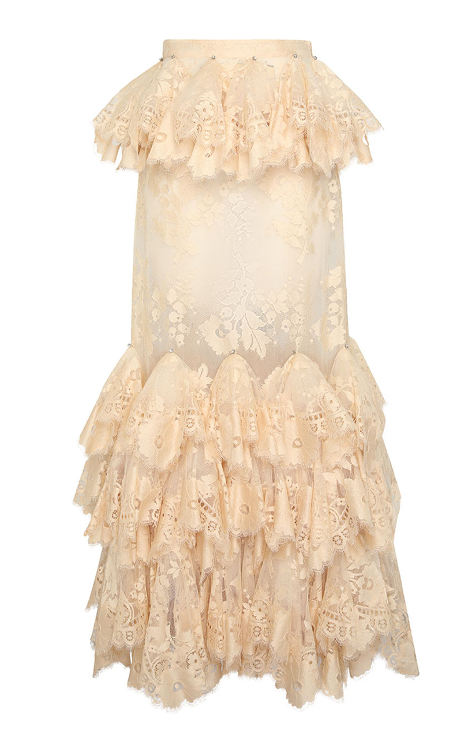 Zimmermann Eden Ruffled Lace Maxi Skirt In Off-white