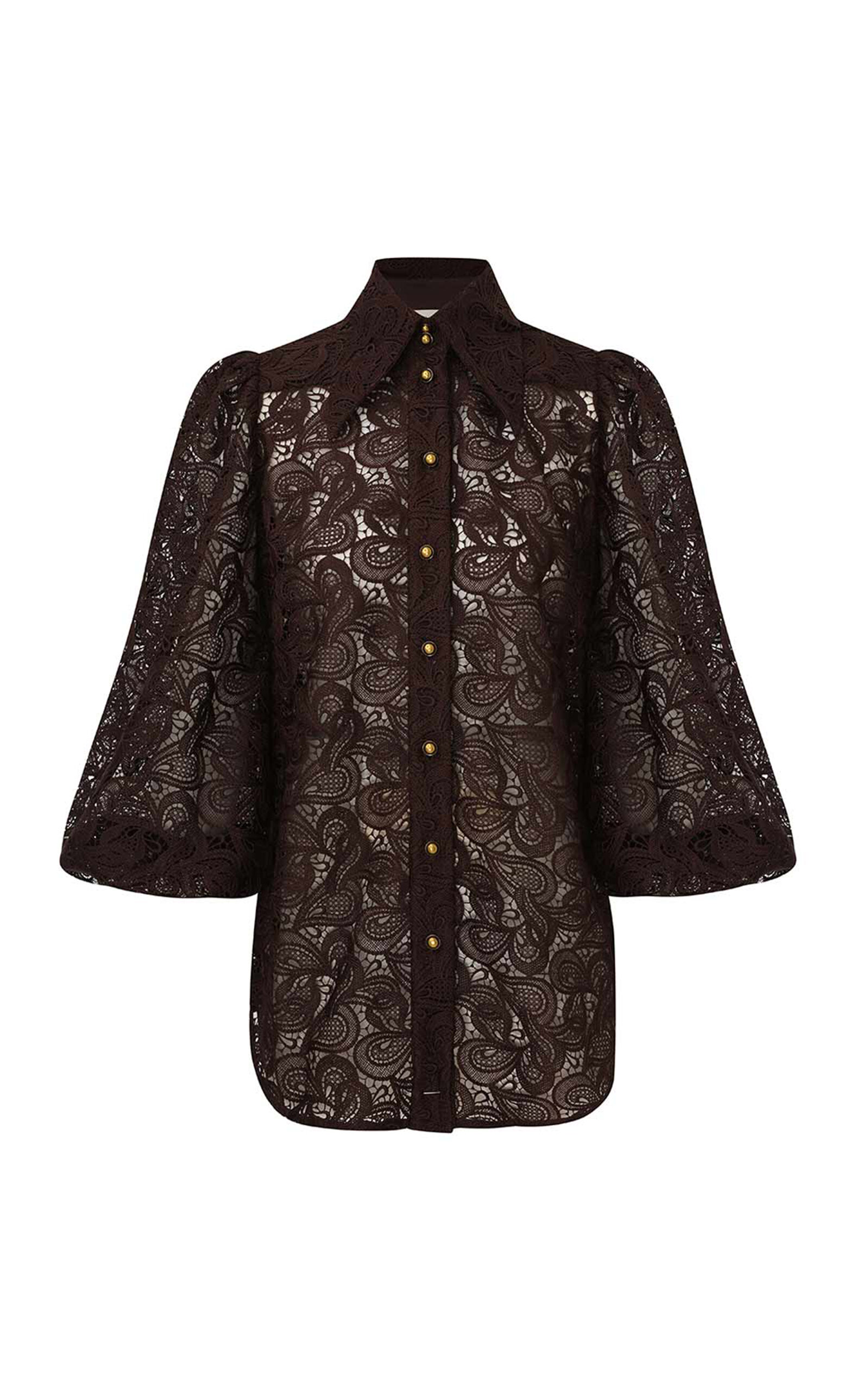 Zimmermann Illustration Lace Shirt In Brown