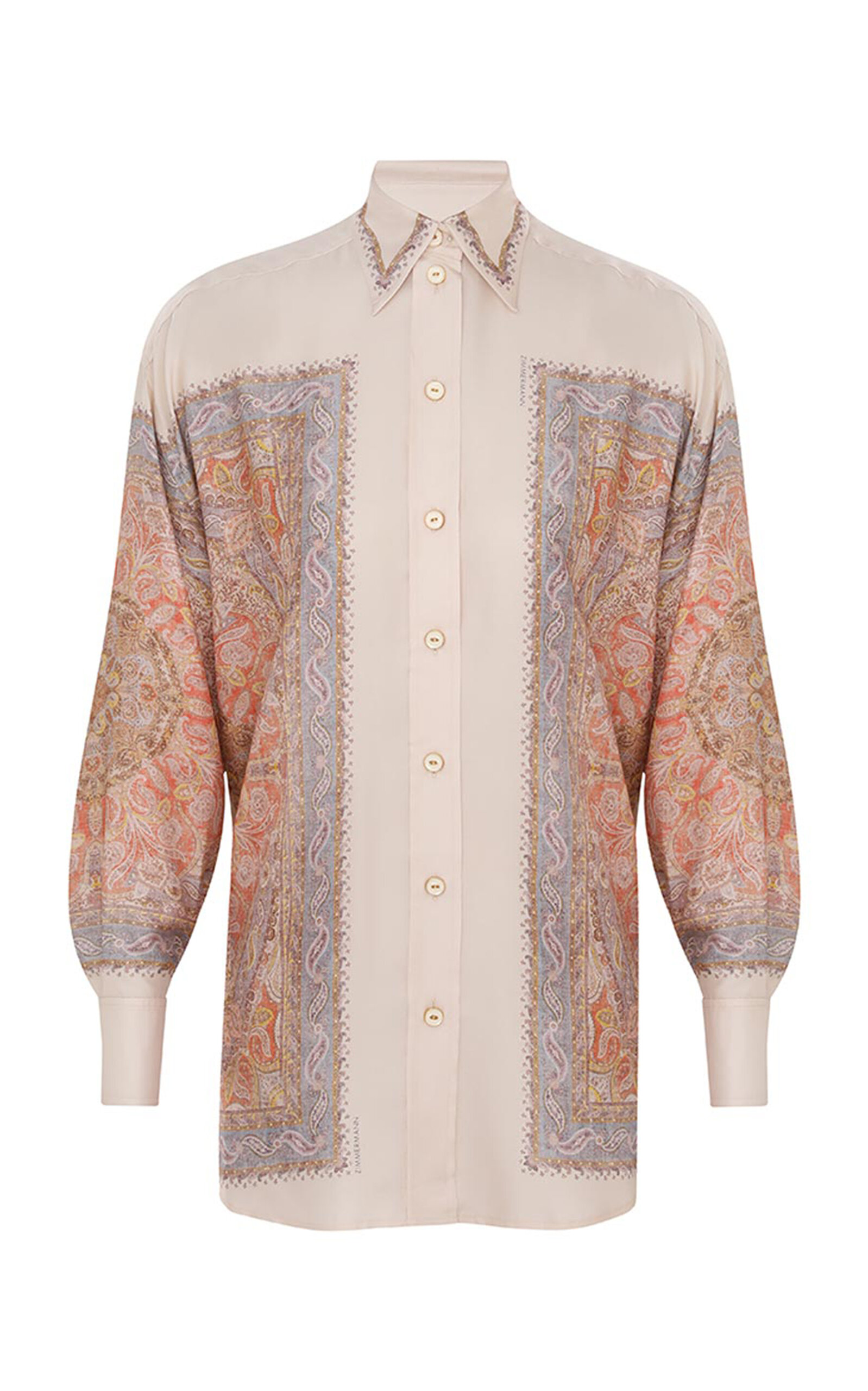 Zimmermann Illustration Printed Silk Shirt In Multi