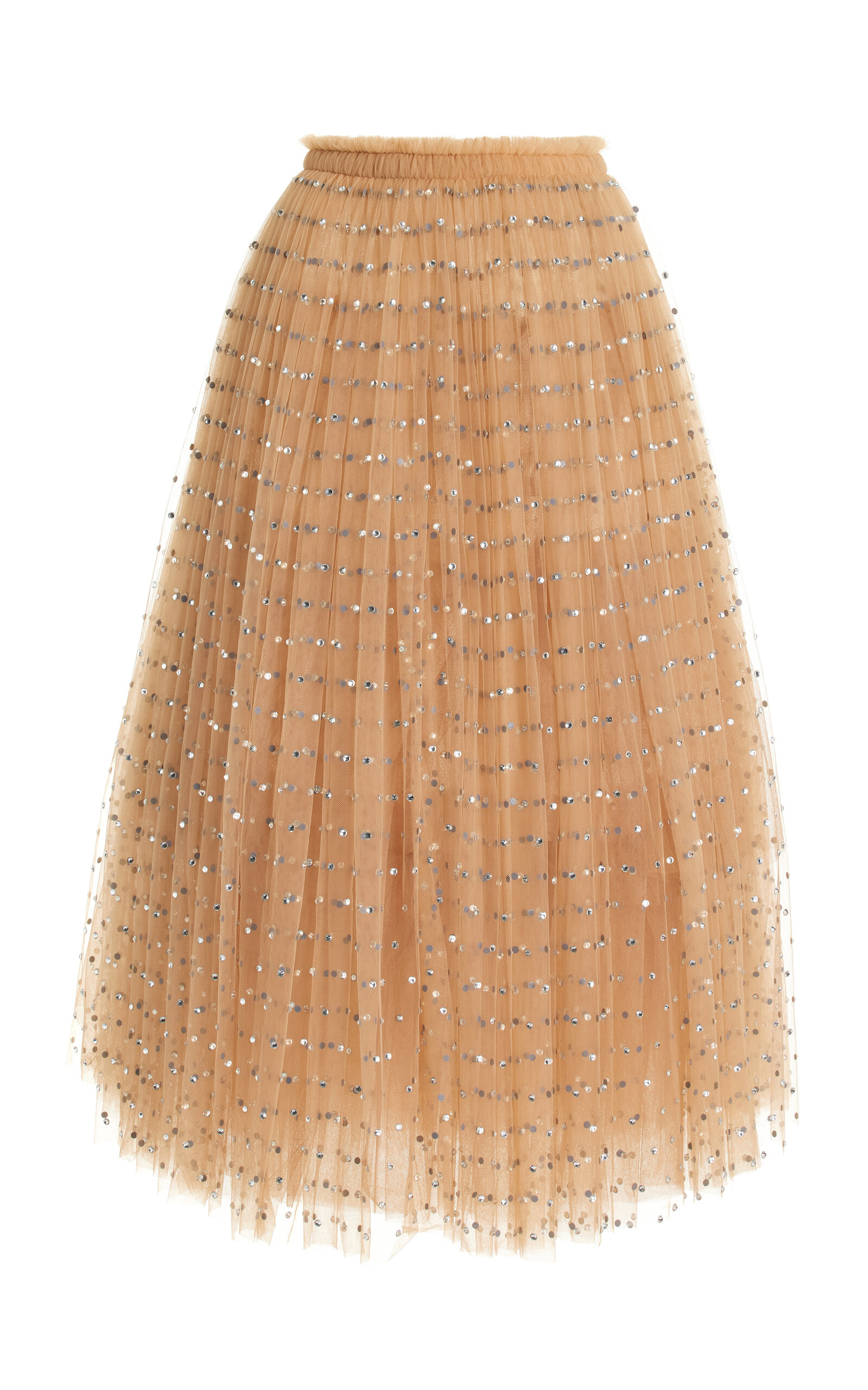 Shop Adam Lippes Embroidered Tulle Maxi Skirt In Neutral