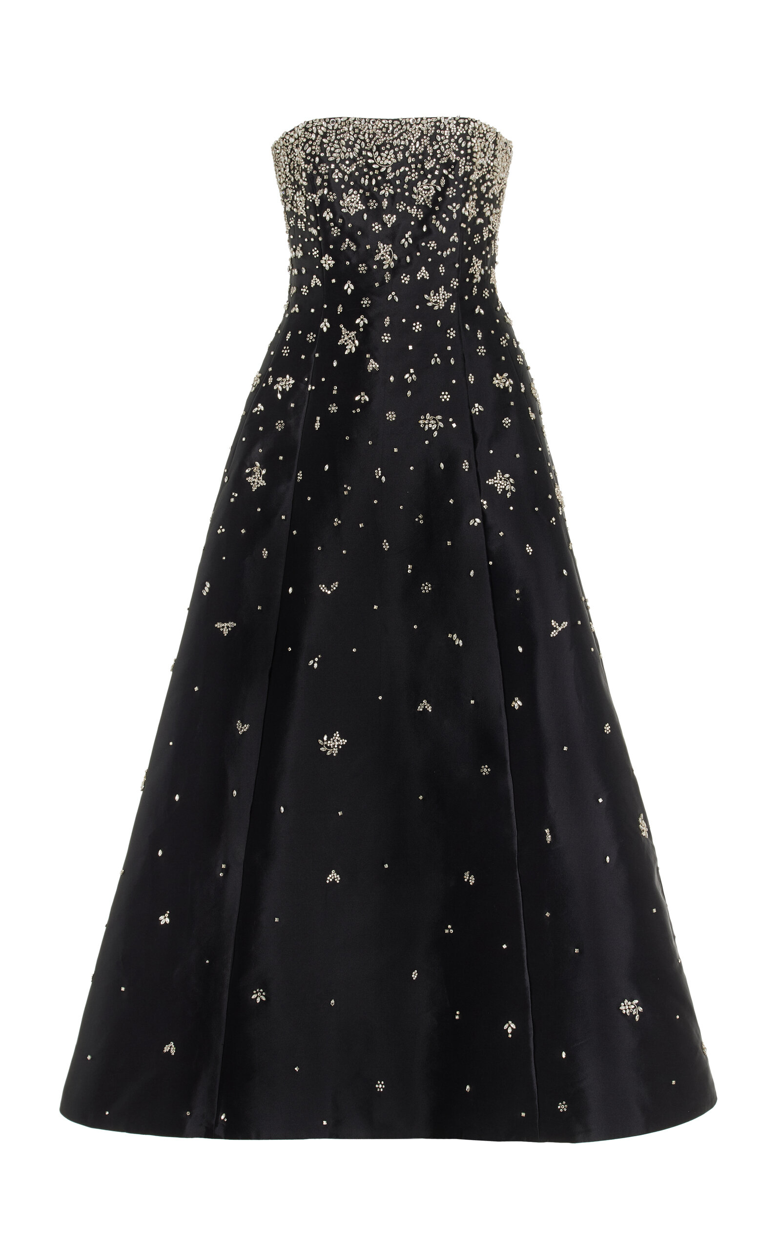 Adam Lippes Crystal-embellished Silk Mikado Strapless Gown In Black