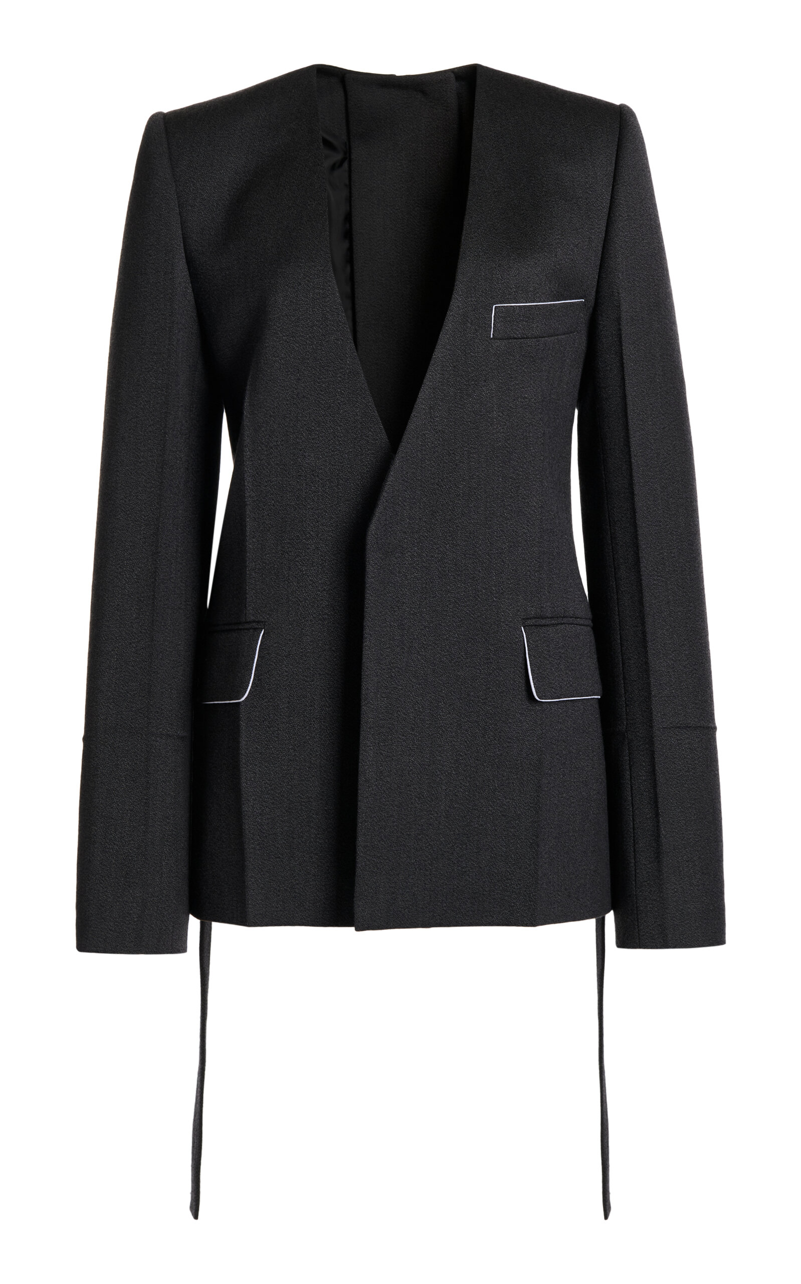 Victoria Beckham Shrunken Wool Jacket In Black