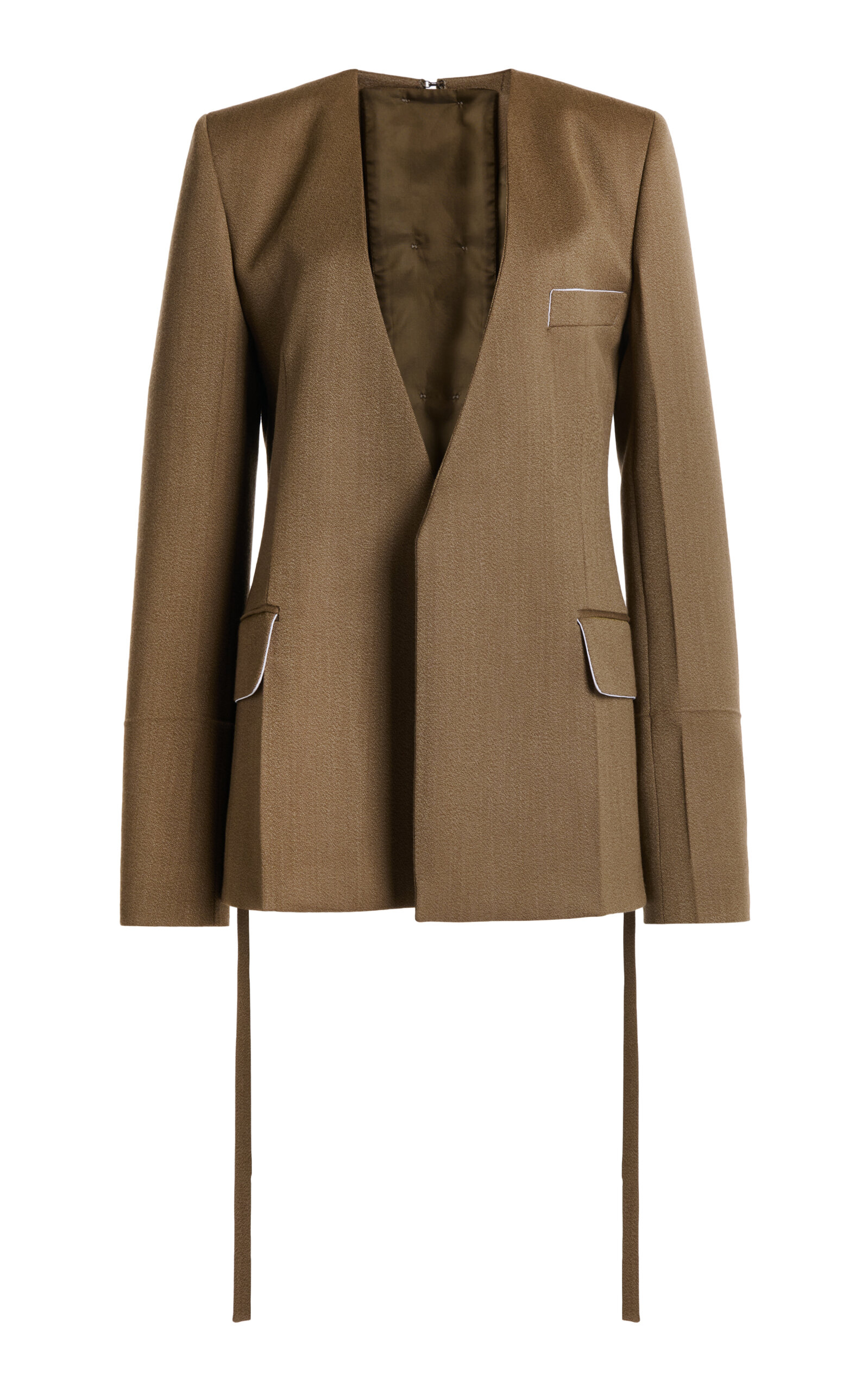 Victoria Beckham Shrunken Wool Jacket In Brown