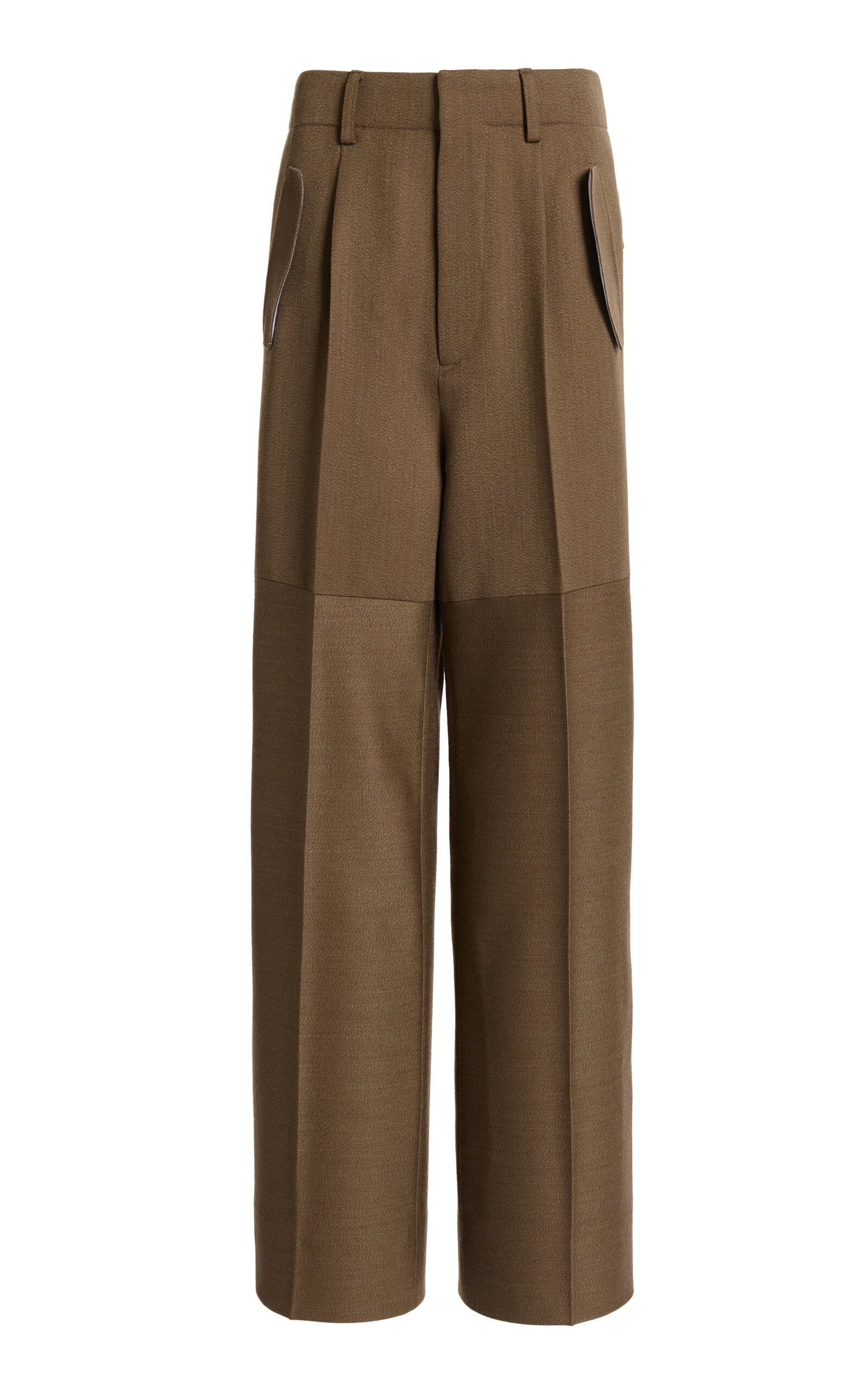 Victoria Beckham Wool Pocket-detailed Panelled Pants In Brown