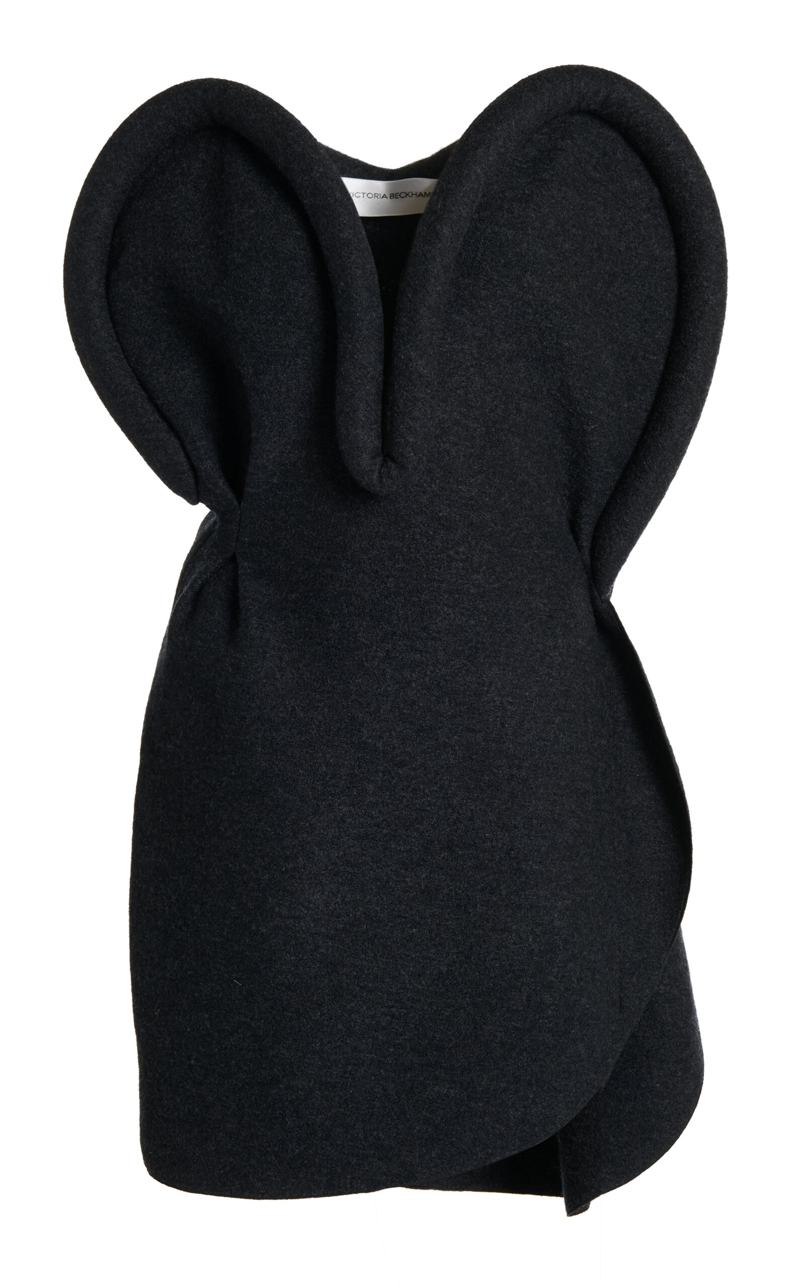 Victoria Beckham Wool Padded Tube Heart Mini Dress In Black