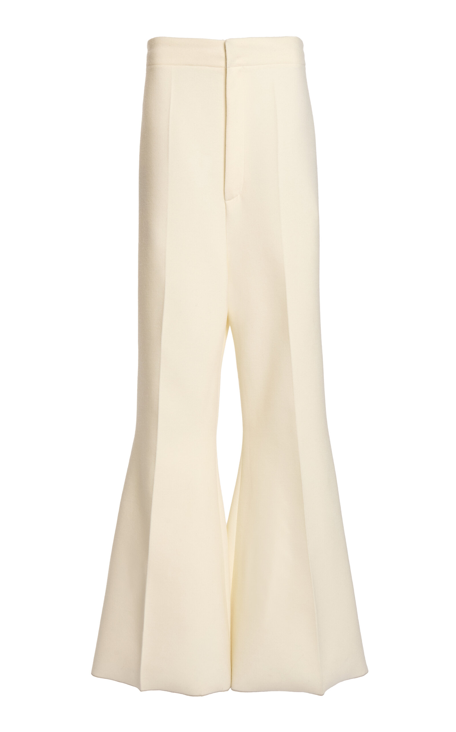 Victoria Beckham Wool Wide Leg Kick Pants In Ivory