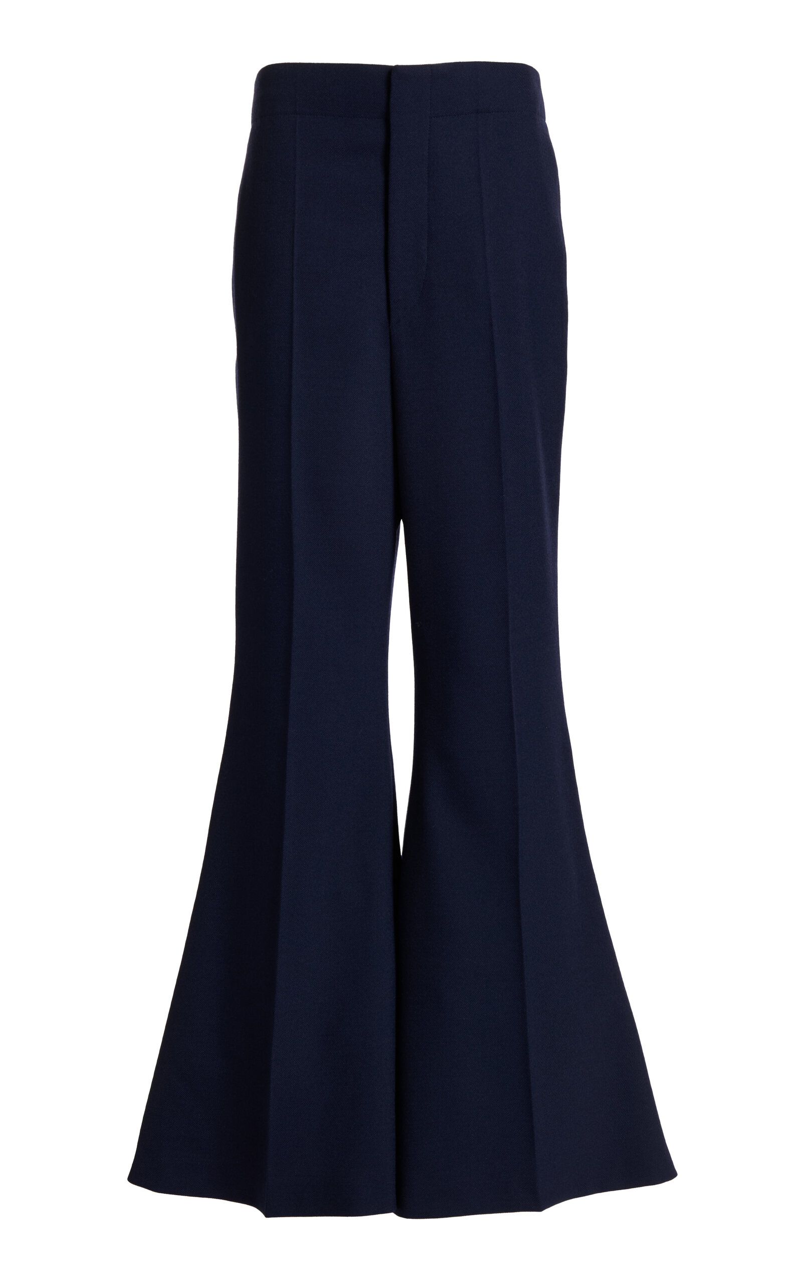 Victoria Beckham Wool Wide Leg Kick Pants In Navy