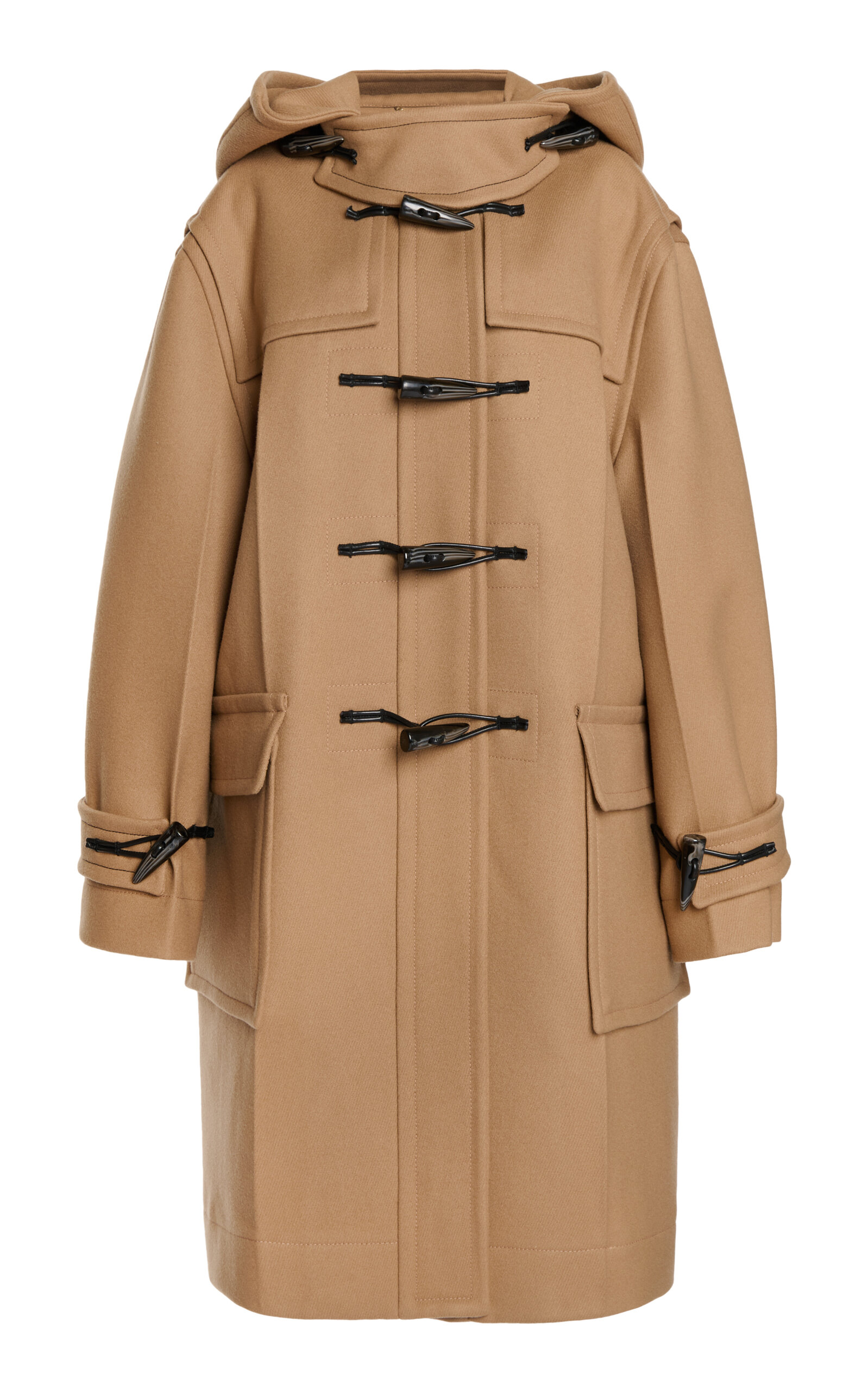 Victoria Beckham Wool Oversized Duffle Coat In Tan