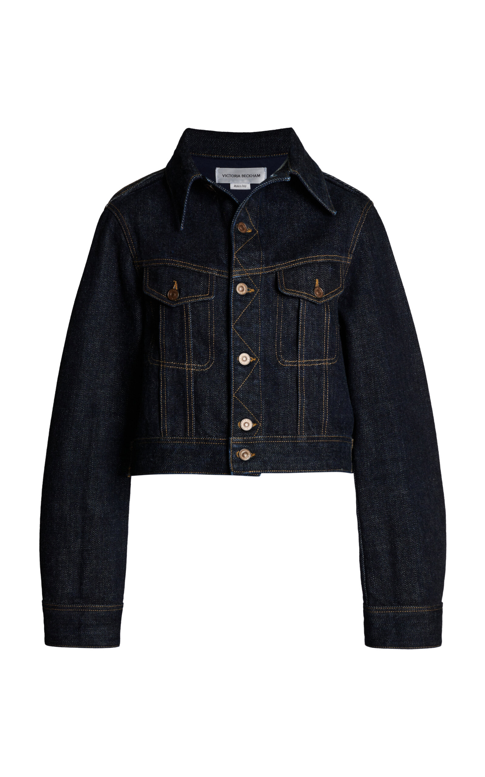 Victoria Beckham Denim Cropped Jacket In Navy