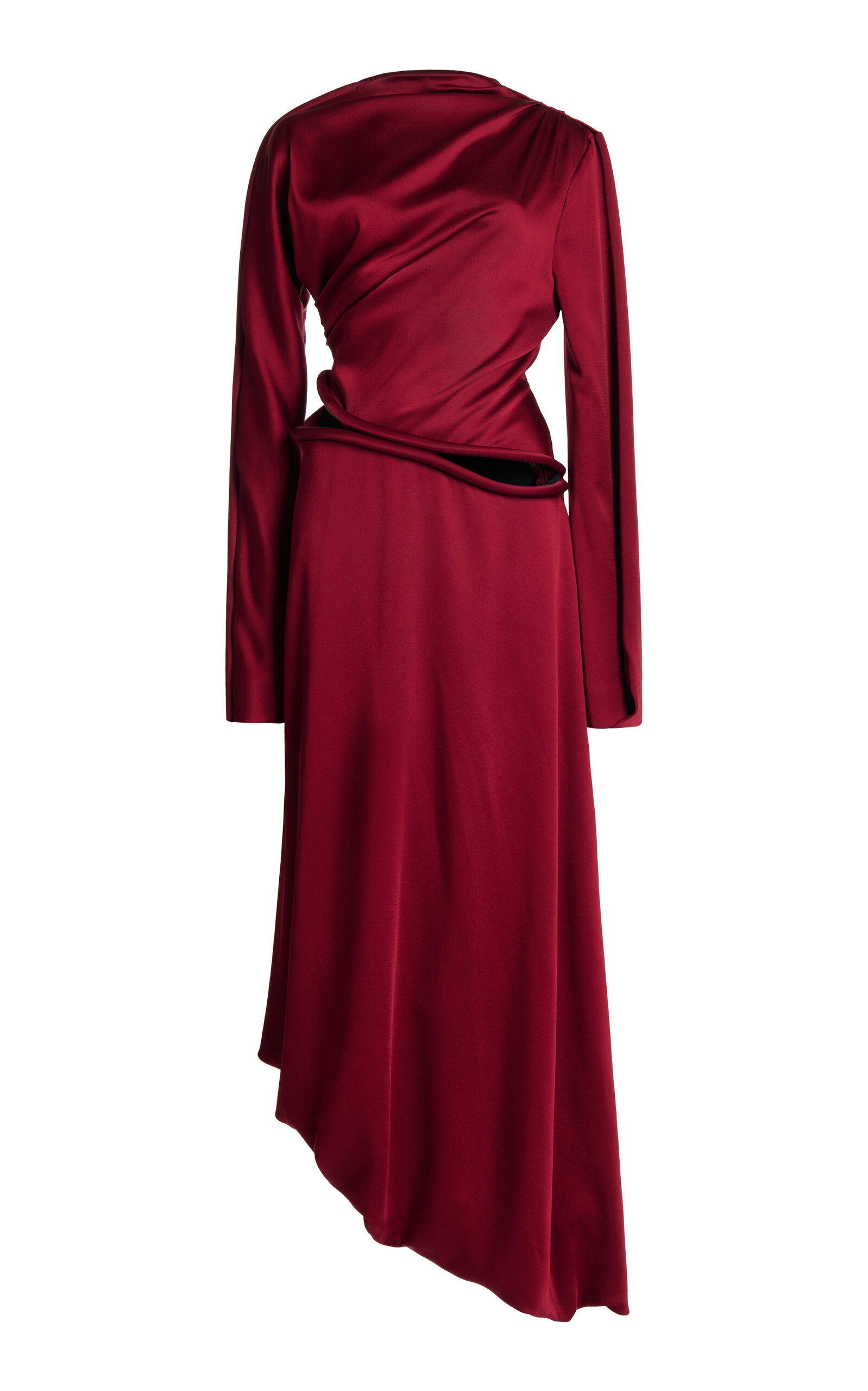 Victoria Beckham Satin Cut-out Tube Midi Dress In Red