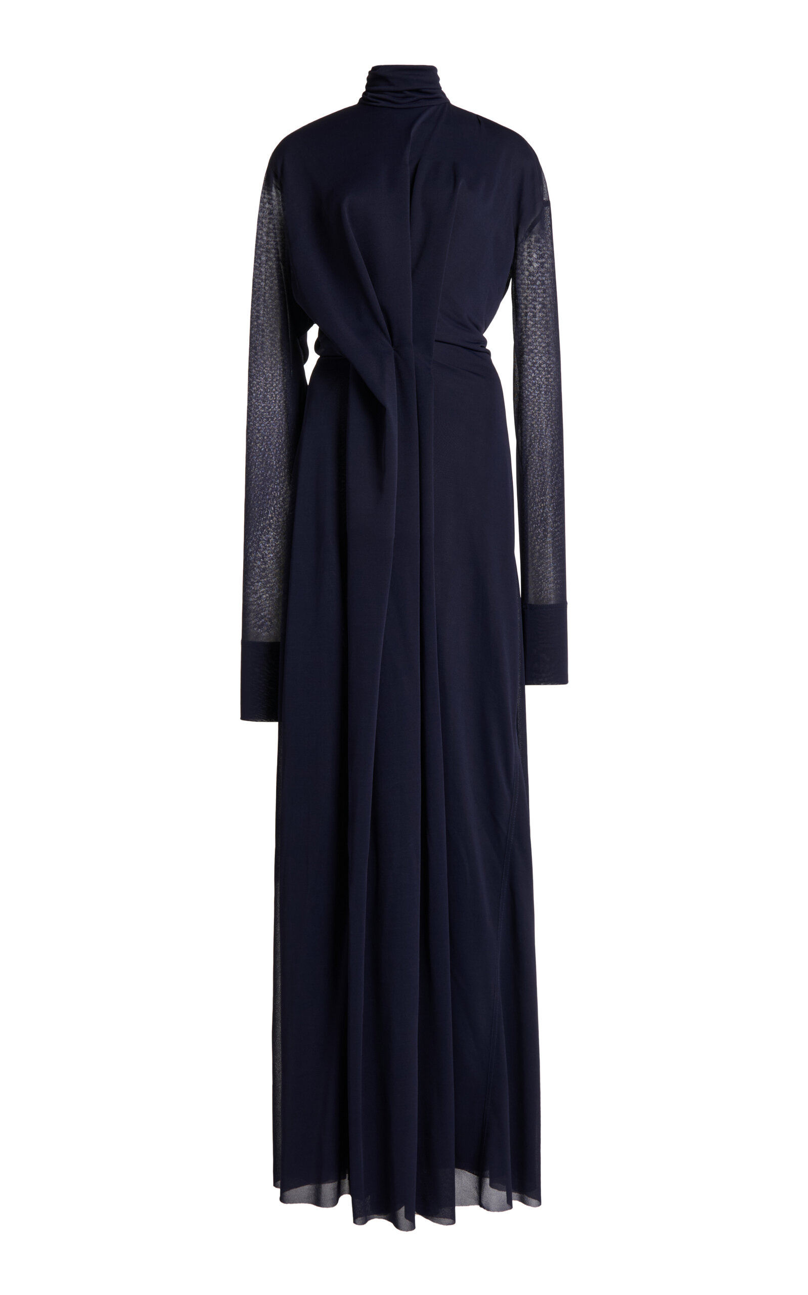 Victoria Beckham Draped Jersey Gown In Navy