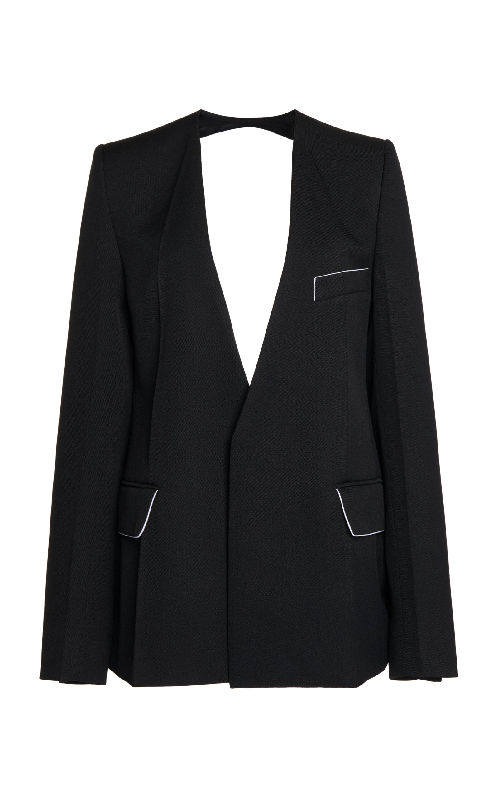 Victoria Beckham Shrunken Open-back Jacket In Black