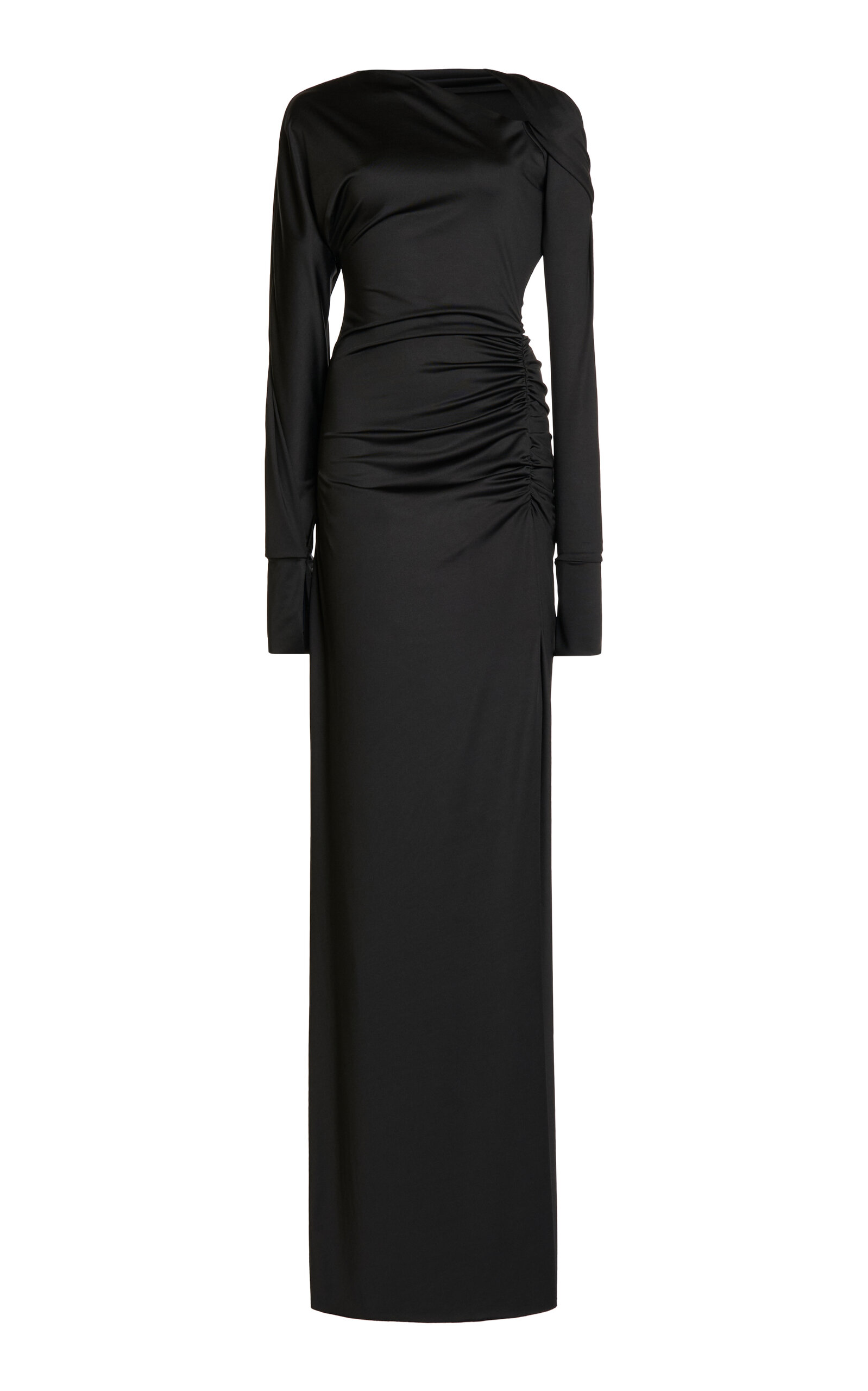 Shop Victoria Beckham Asymmetrical Jersey Maxi Dress In Black