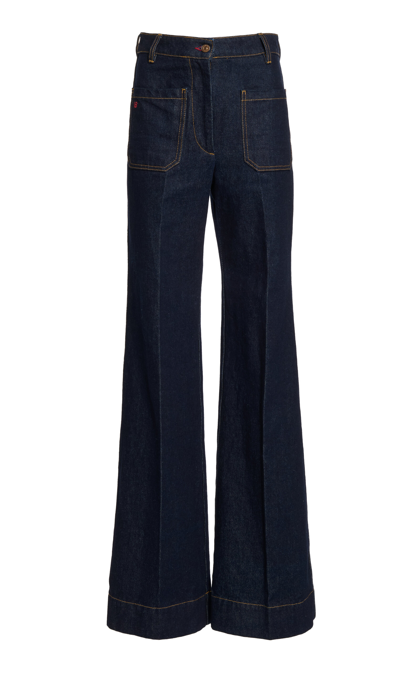 Victoria Beckham Alina Denim Flared Pants In Navy