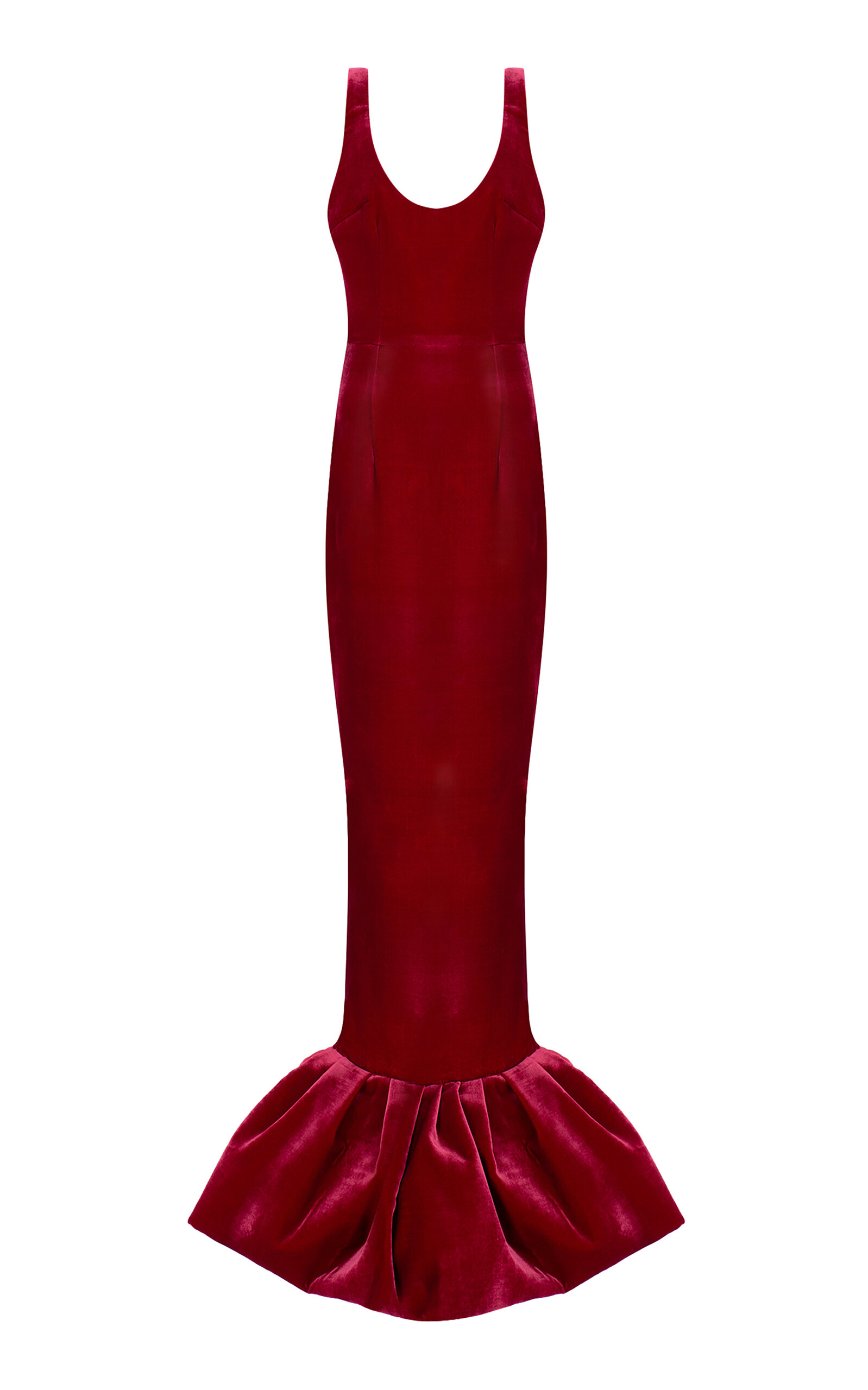 The New Arrivals Ilkyaz Ozel Pualo Silk Sheath Flared Maxi Dress In Red