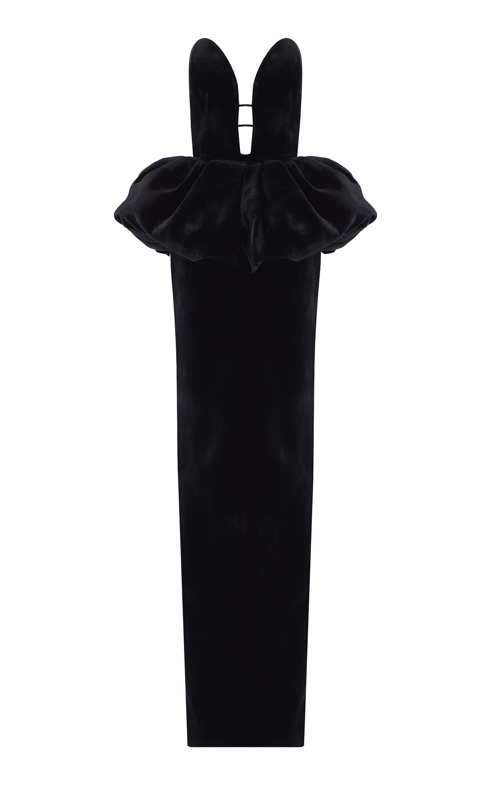 The New Arrivals Ilkyaz Ozel Lia Peplum Silk Maxi Dress In Black