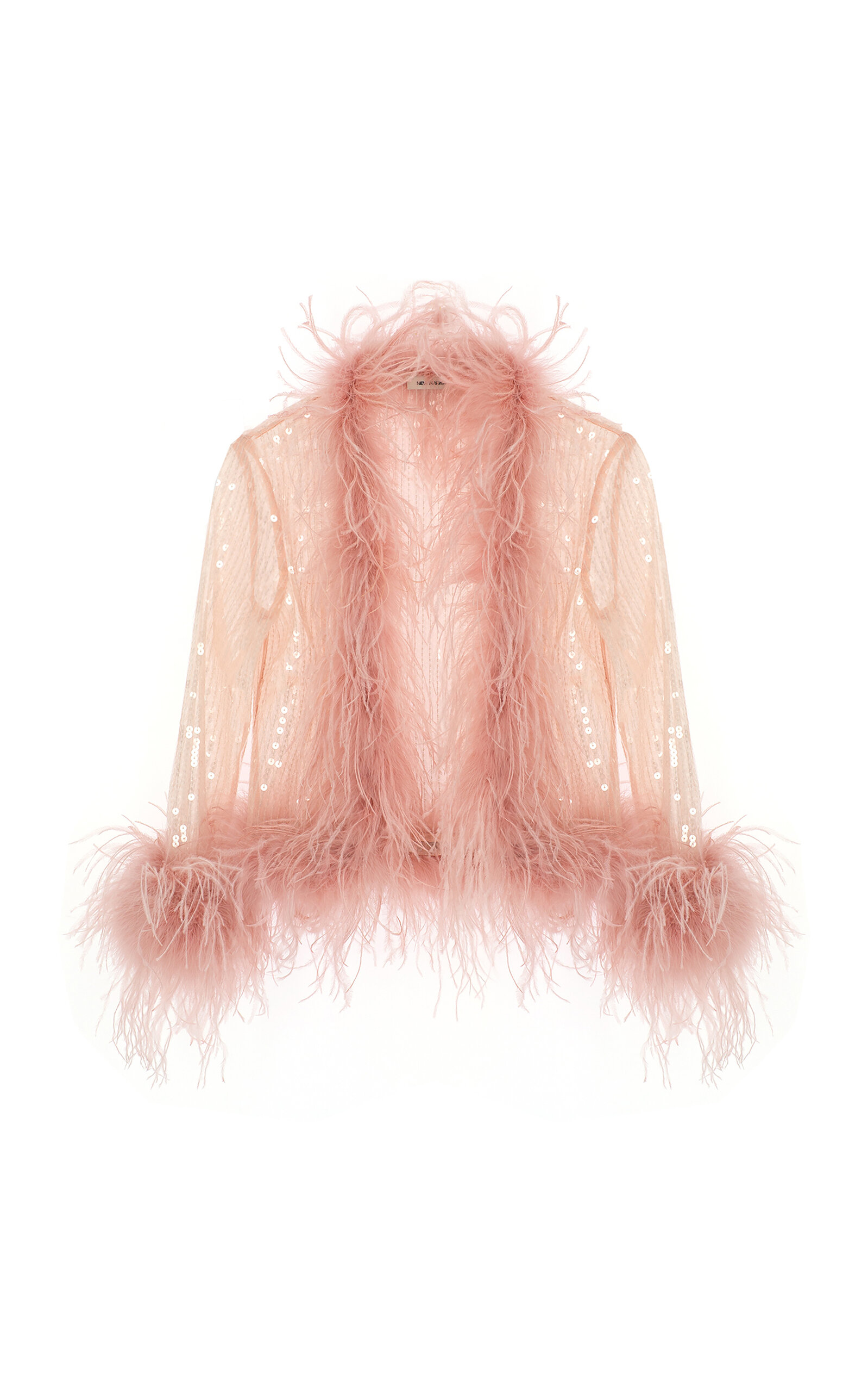 The New Arrivals Ilkyaz Ozel Euphoria Feather-embellished Cardigan In Light Pink