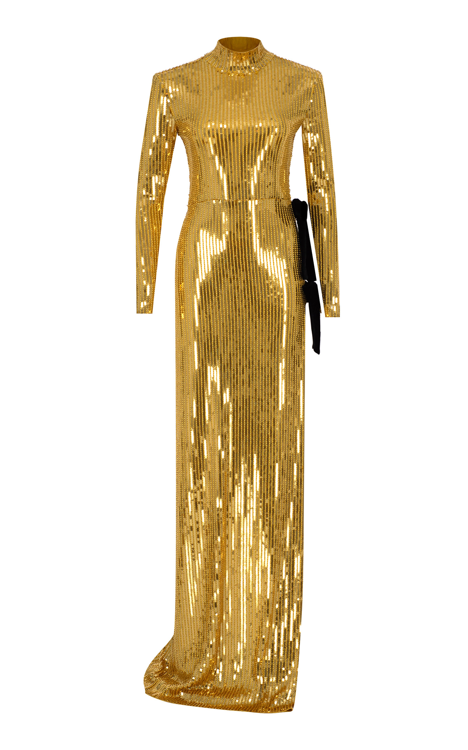 The New Arrivals Ilkyaz Ozel Pandora Sequined Sheath Maxi Dress In Gold