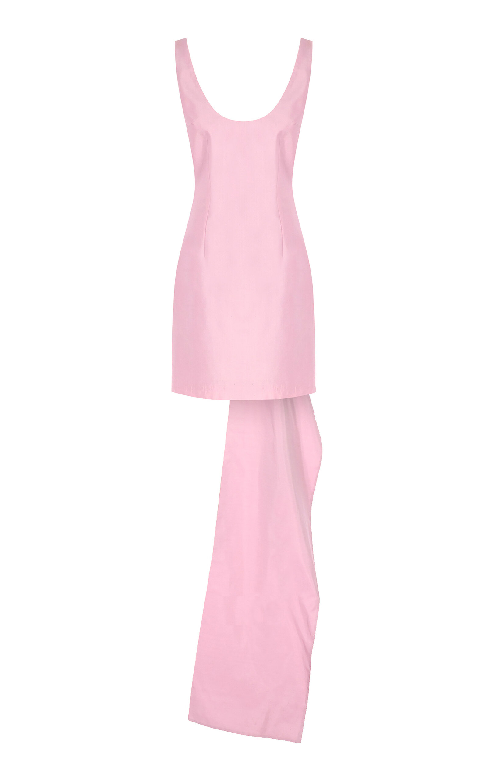 The New Arrivals Ilkyaz Ozel Manu Silk Train Mini Dress In Light Pink