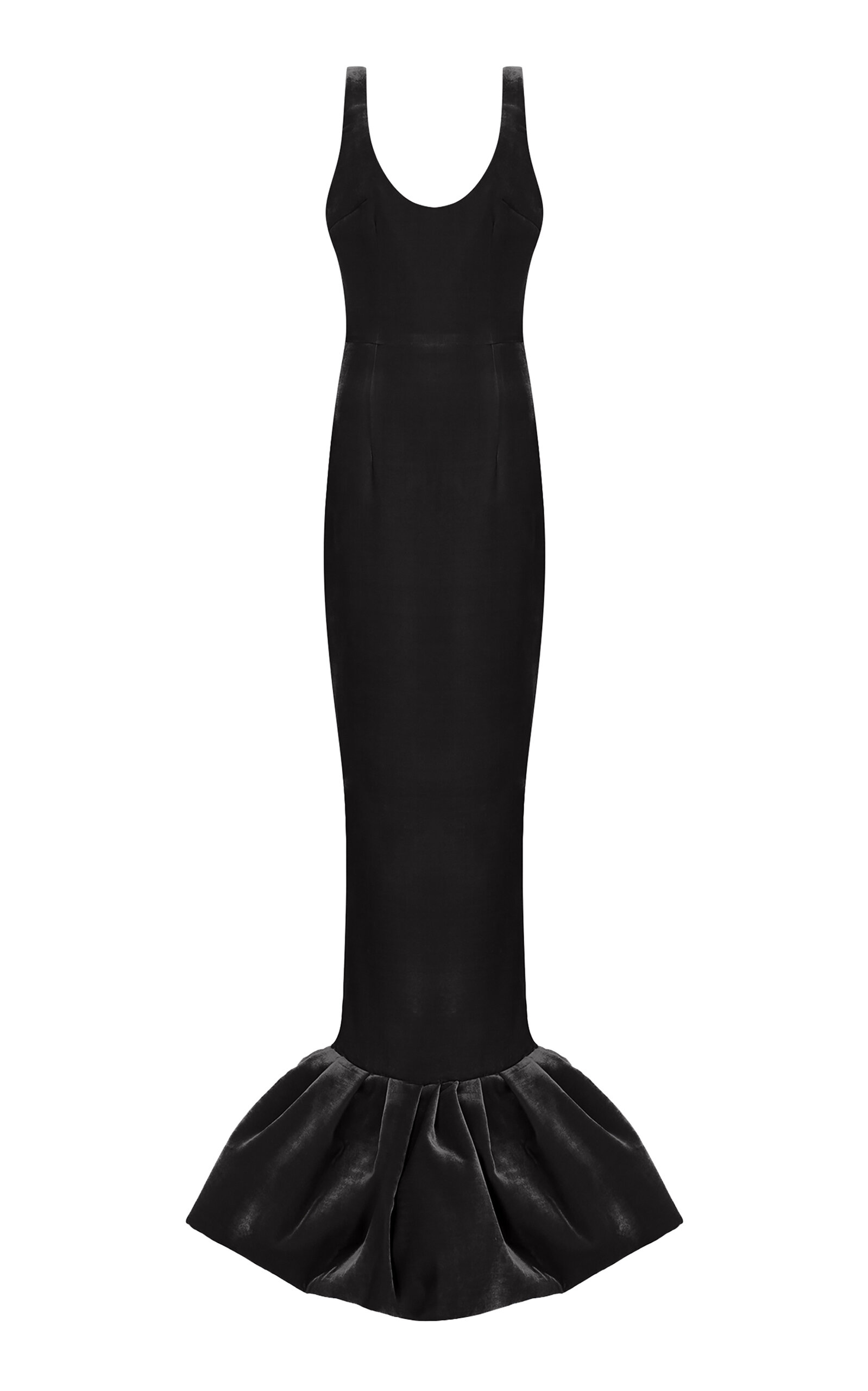 The New Arrivals Ilkyaz Ozel Pualo Silk Sheath Flared Maxi Dress In Black