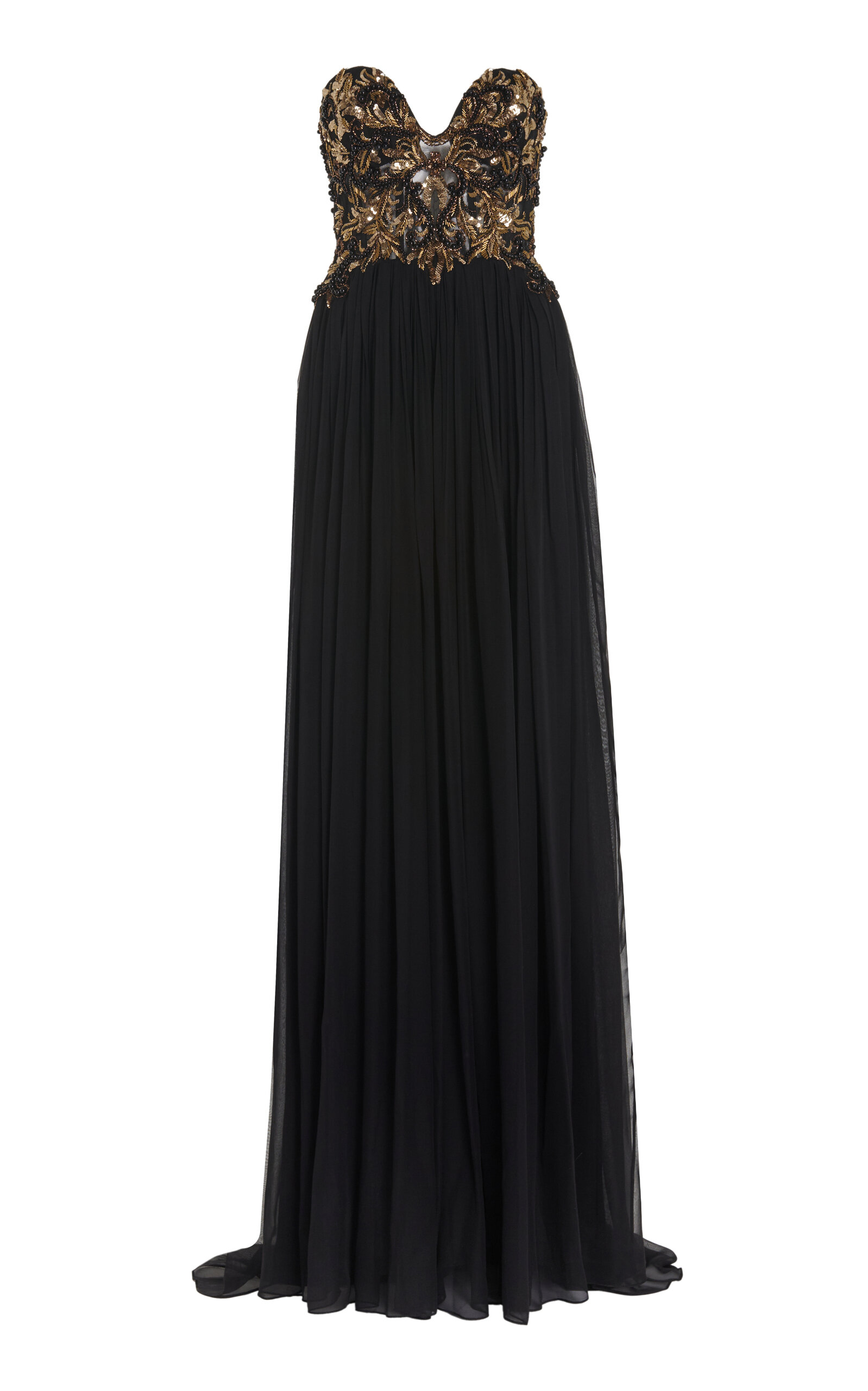 PAMELLA ROLAND EMBROIDERED CHIFFON GOWN 