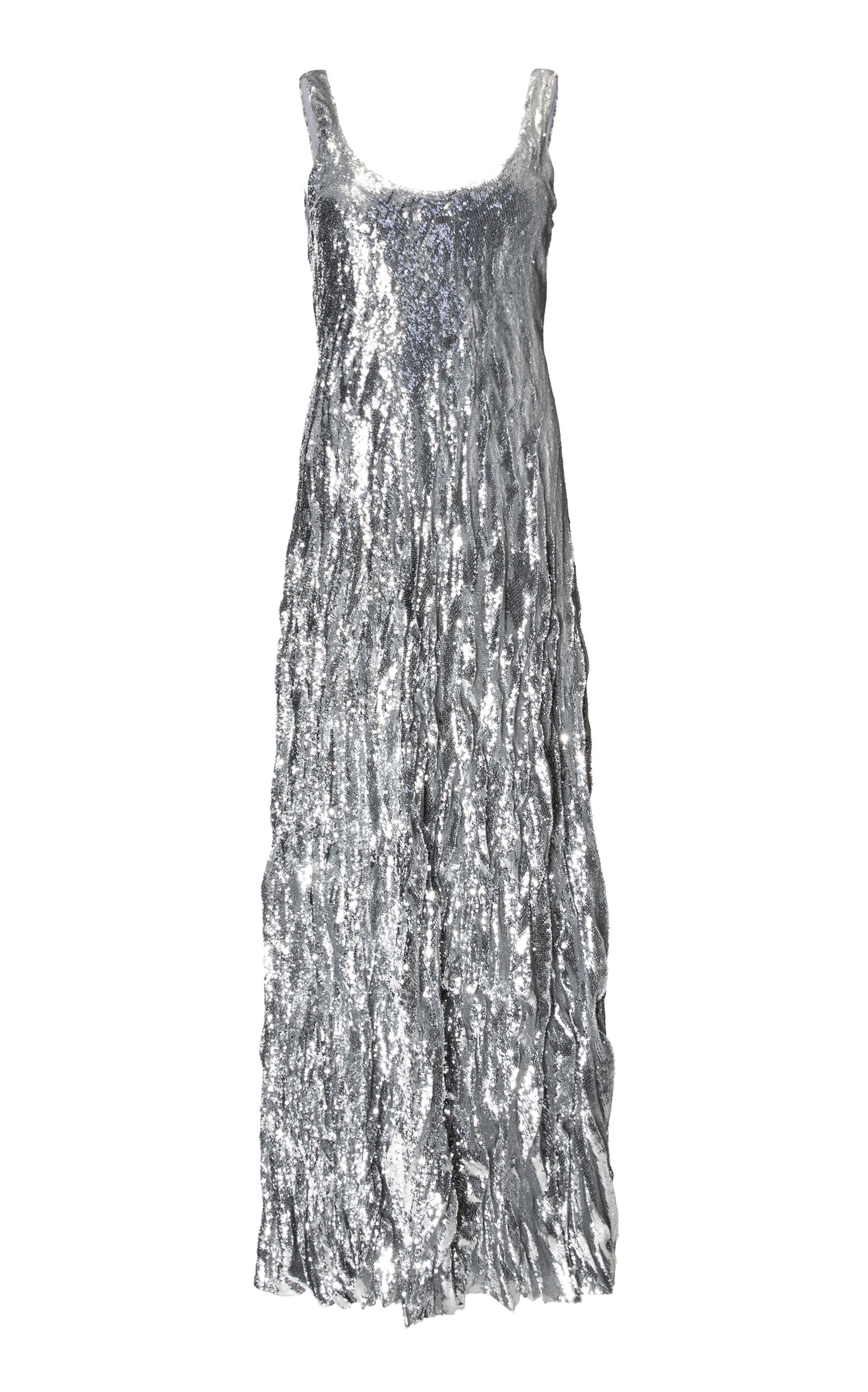 Marmar Halim Sequined Silk-blend Maxi Dress In Silver