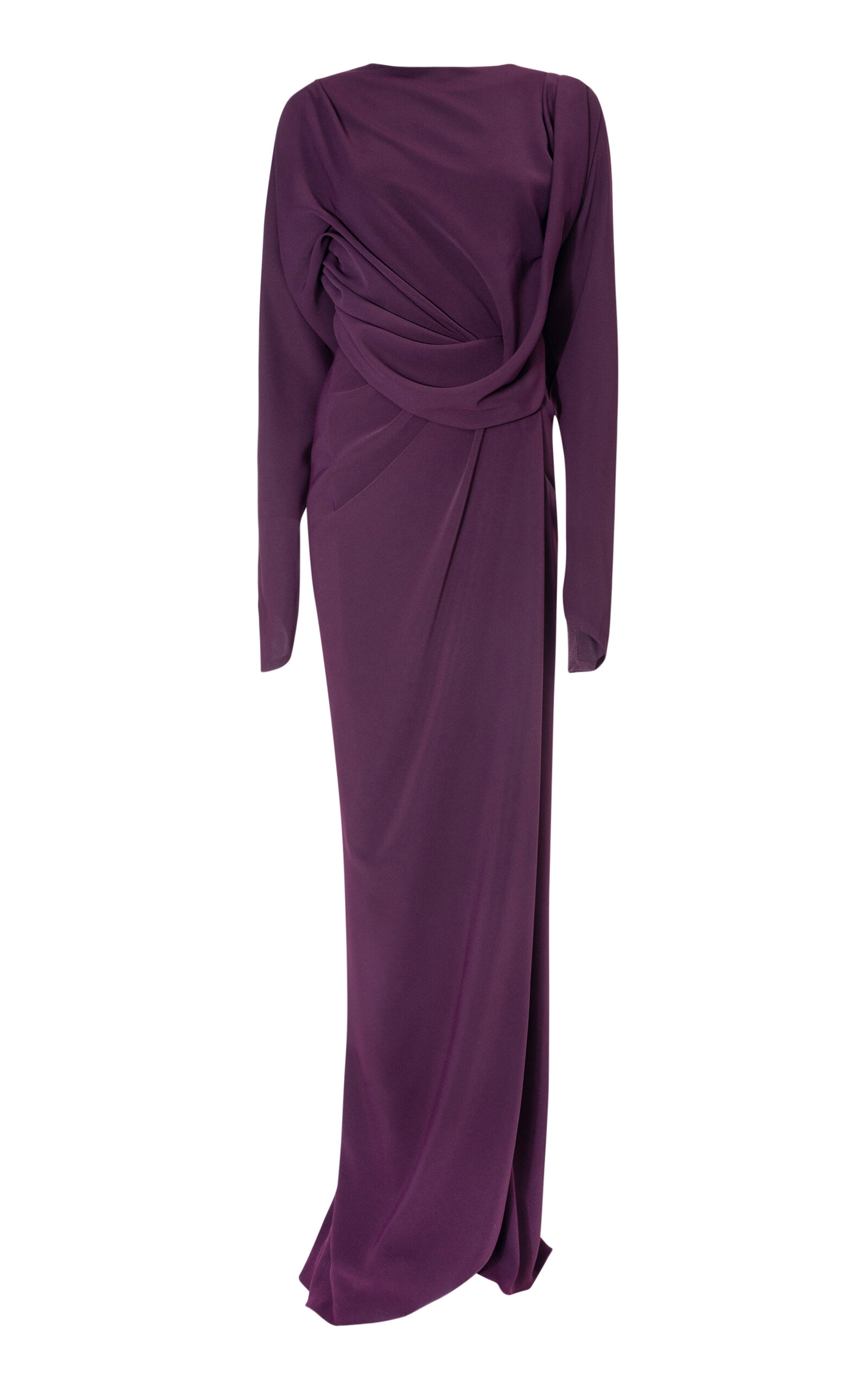 Marmar Halim Draped Crepe Gown In Purple