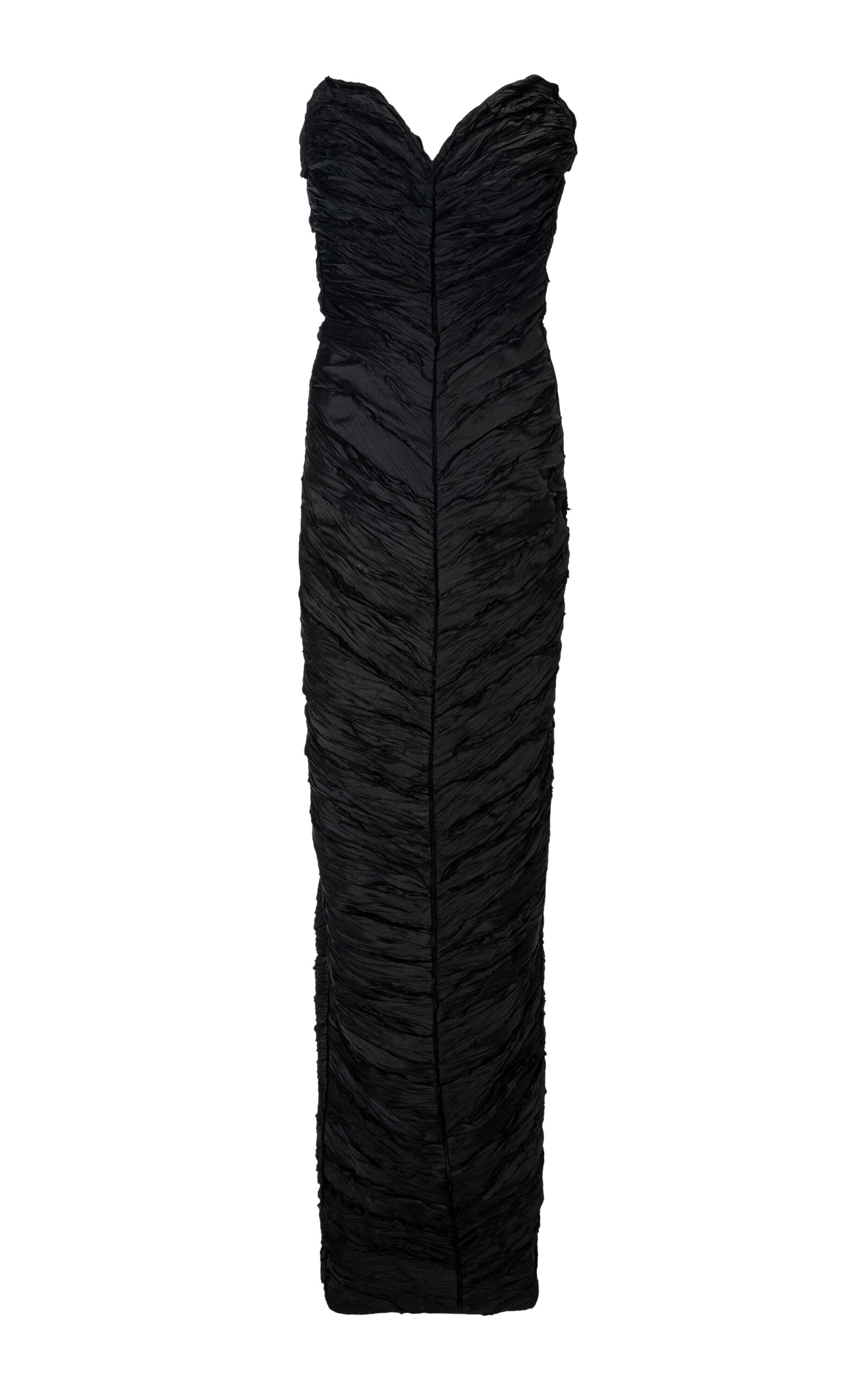 Marmar Halim Hand-pleated Silk Taffeta Maxi Dress In Black