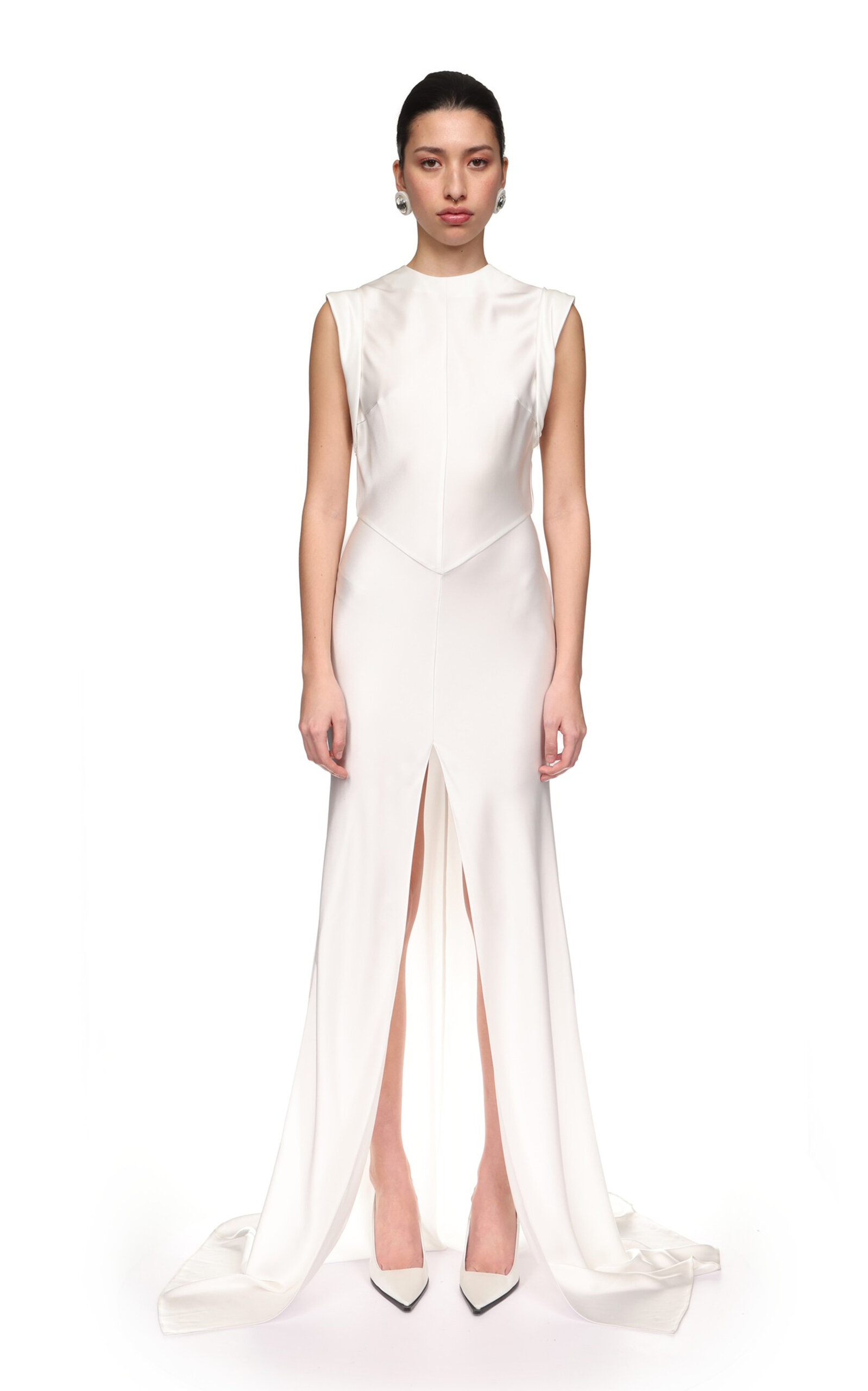 David Koma Satin Gown In White