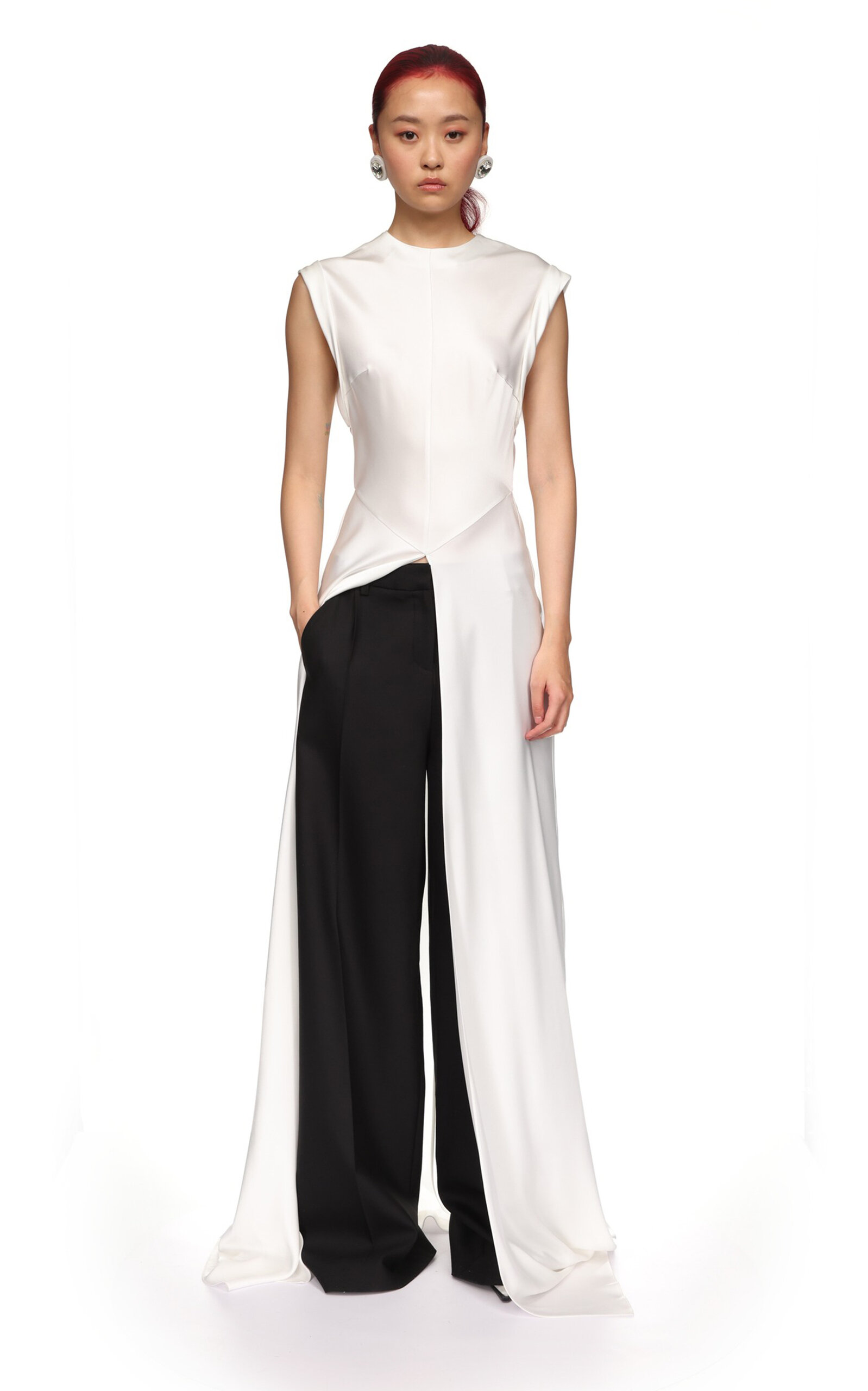 David Koma Pleated Wool Wide-leg Pants In Black