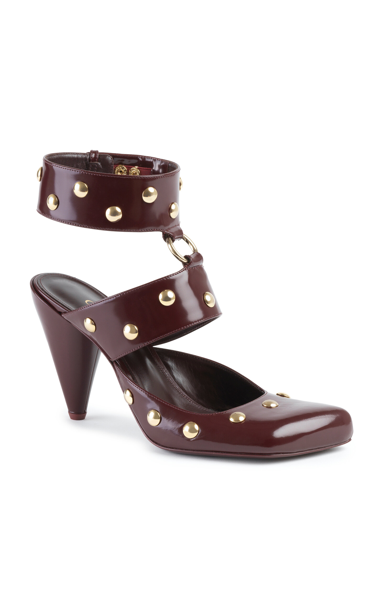 Chloé Jade Stud Embellished Leather Pumps In Burgundy