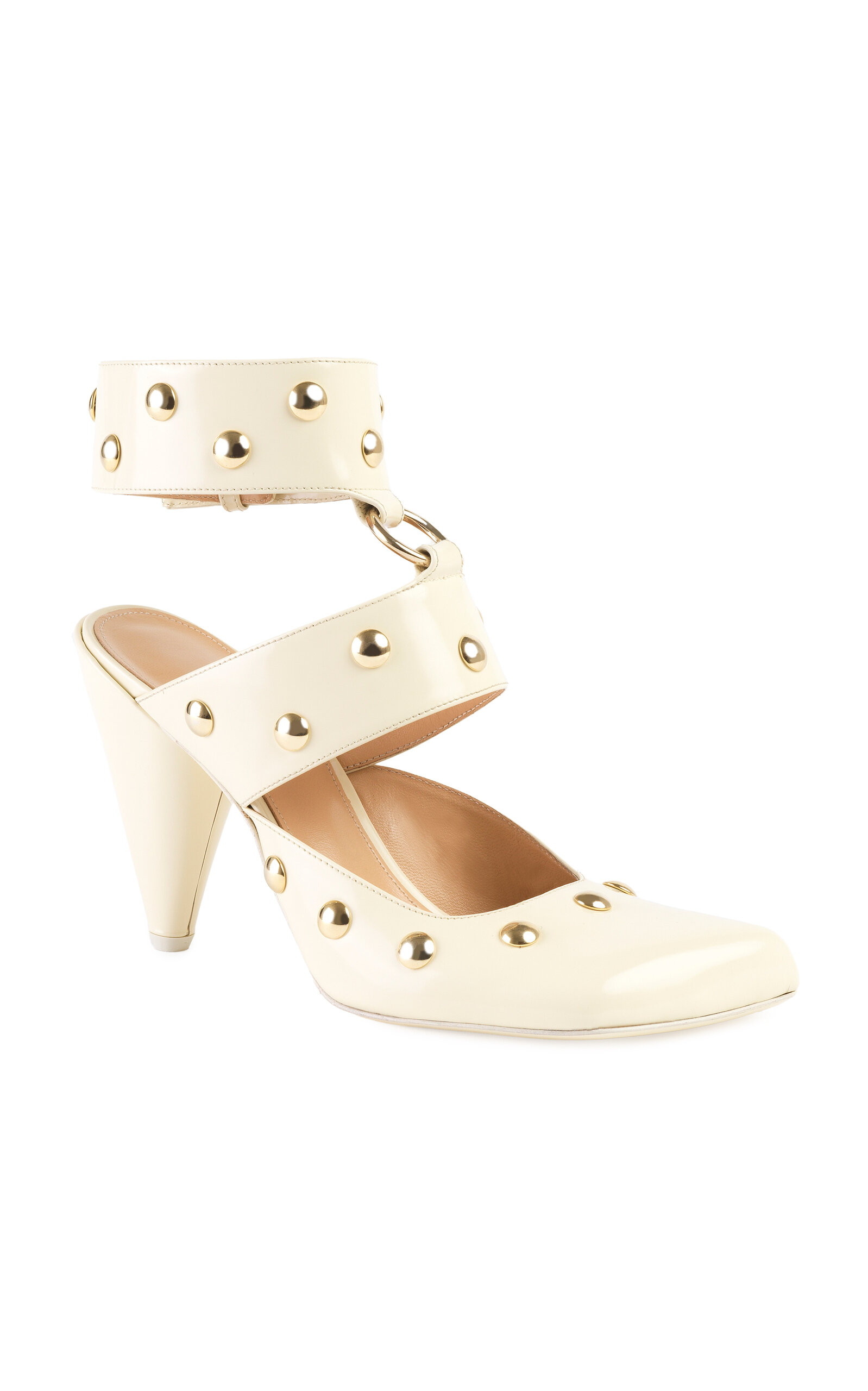 Chloé Jade Stud Embellished Leather Pumps In White