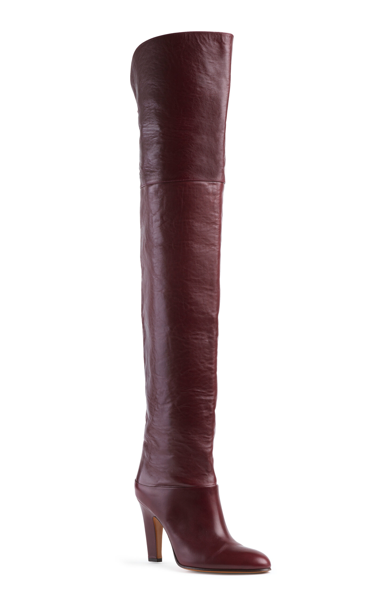 Chloé Eve Over-the-knee Leather Boots In Burgundy