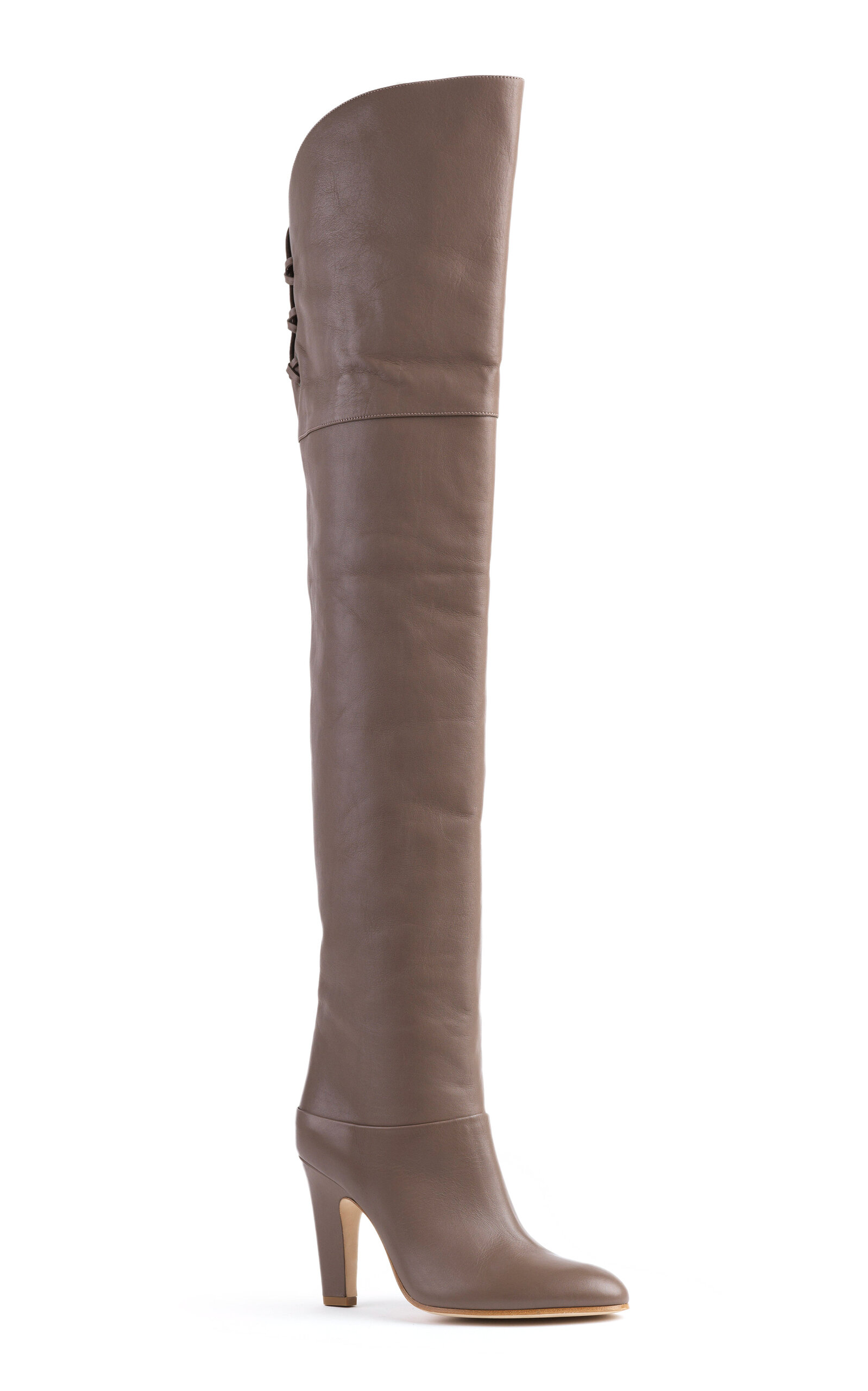 Chloé Eve Over-the-knee Leather Boots In Grey