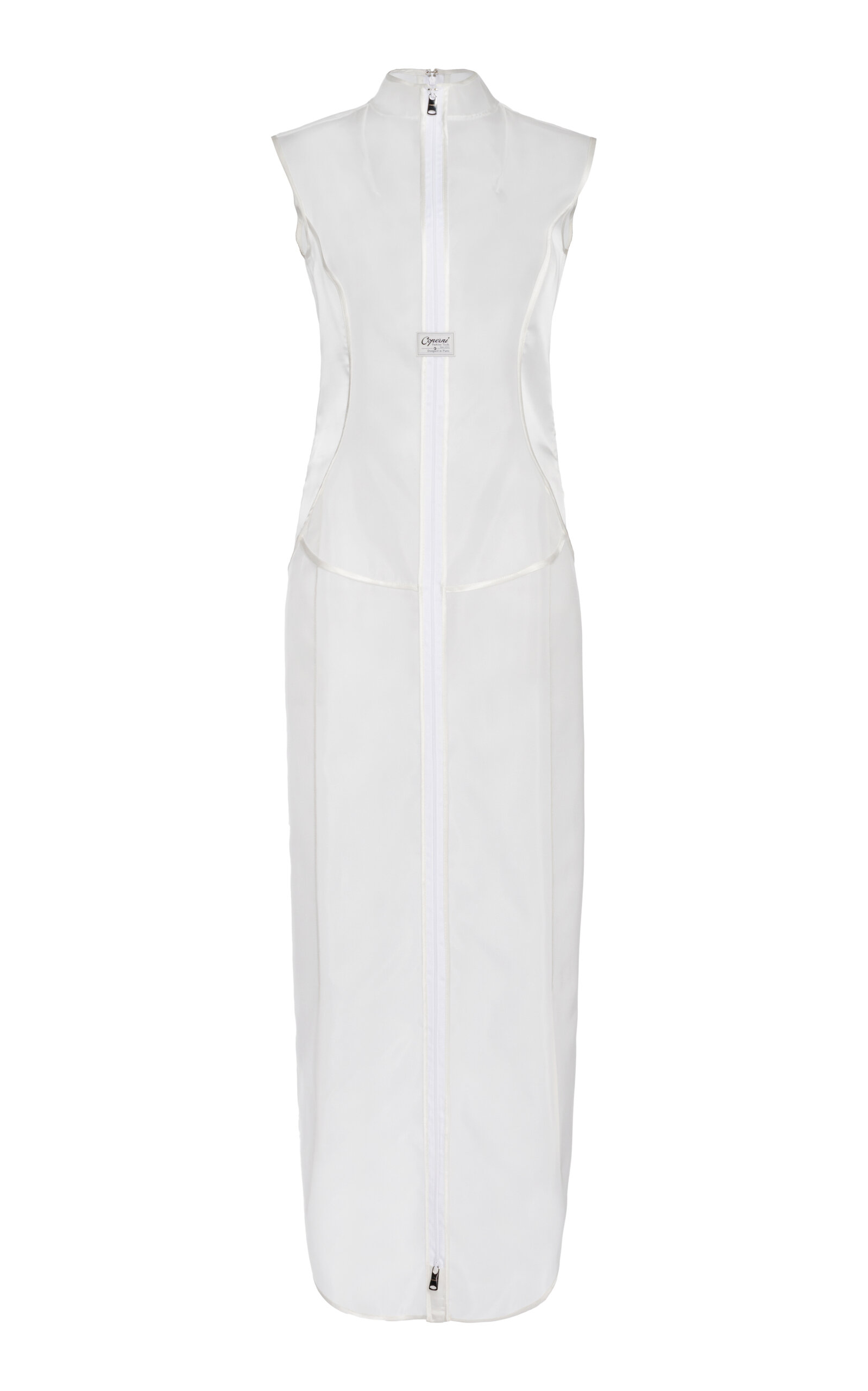 Coperni Sheer Organza Midi Dress In White