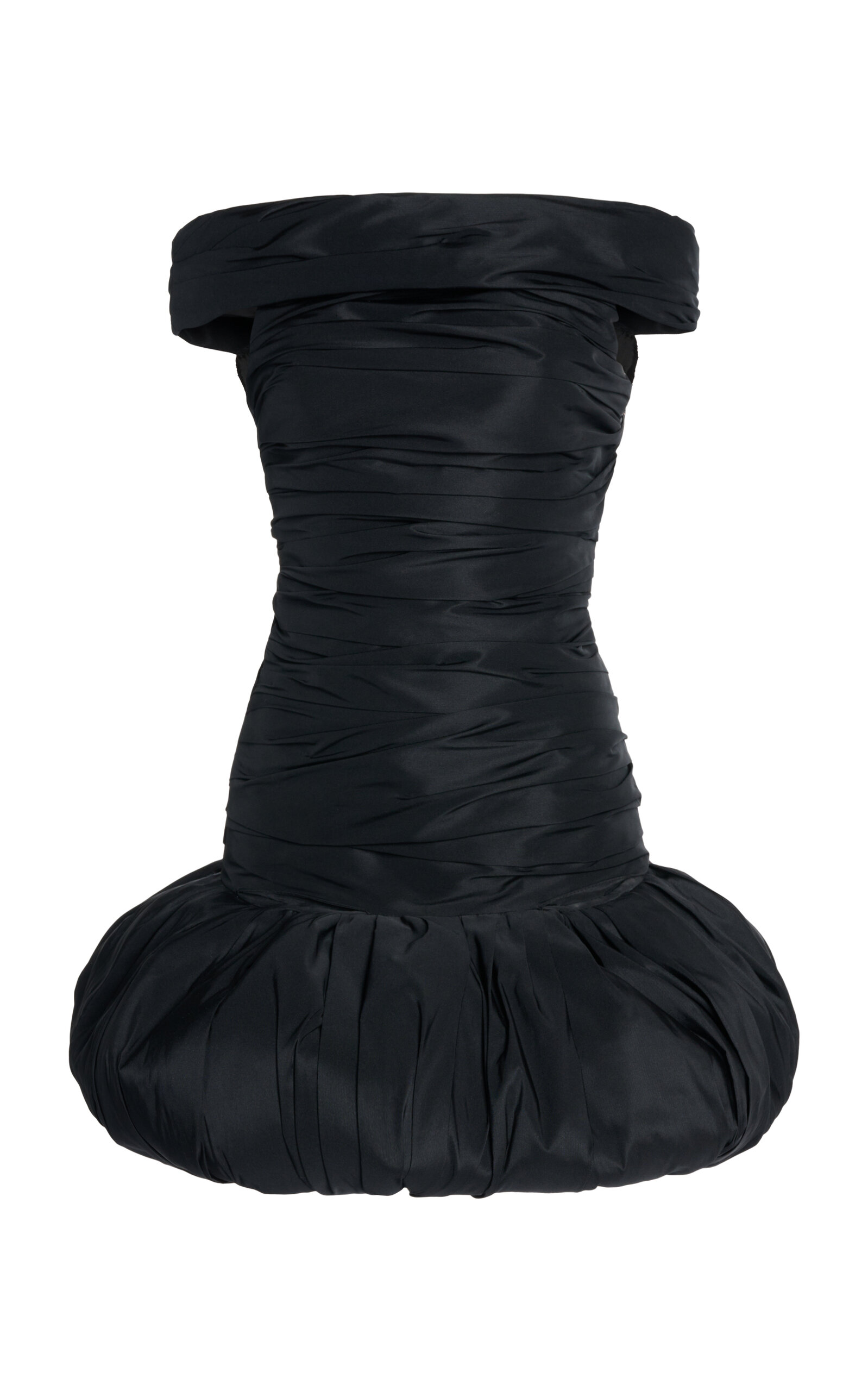 Coperni Off-the-shoulder Taffeta Mini Dress In Black