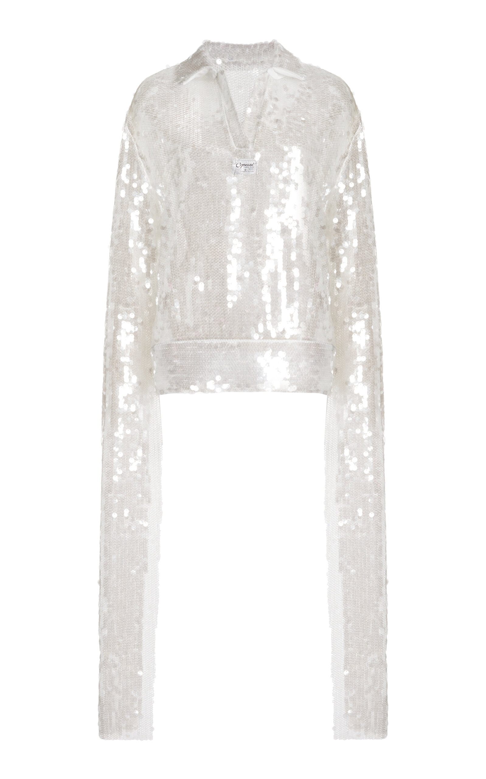 Coperni Sequined Polo Top In White