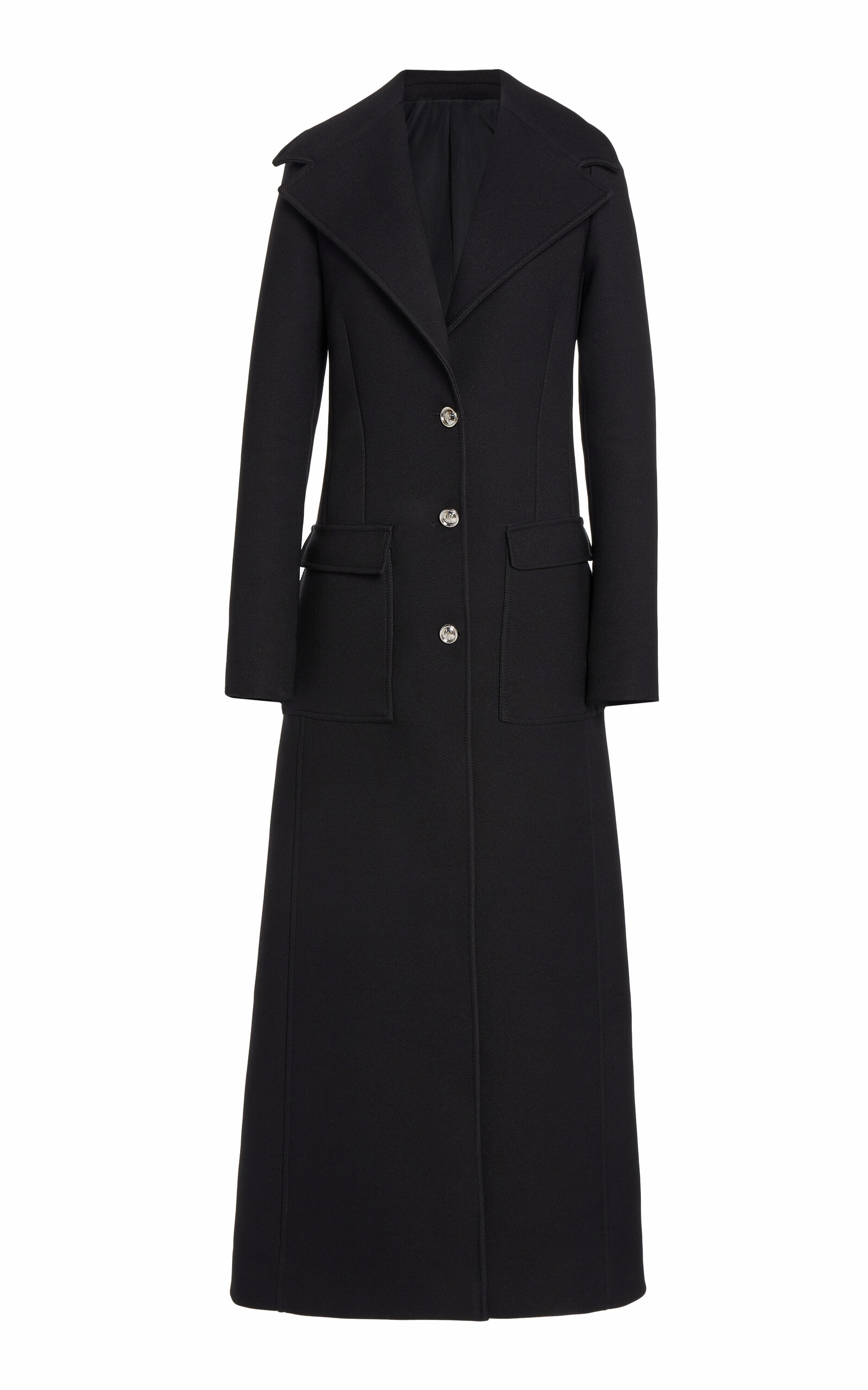 Giambattista Valli Single-breasted Gabardine Long Coat In Black