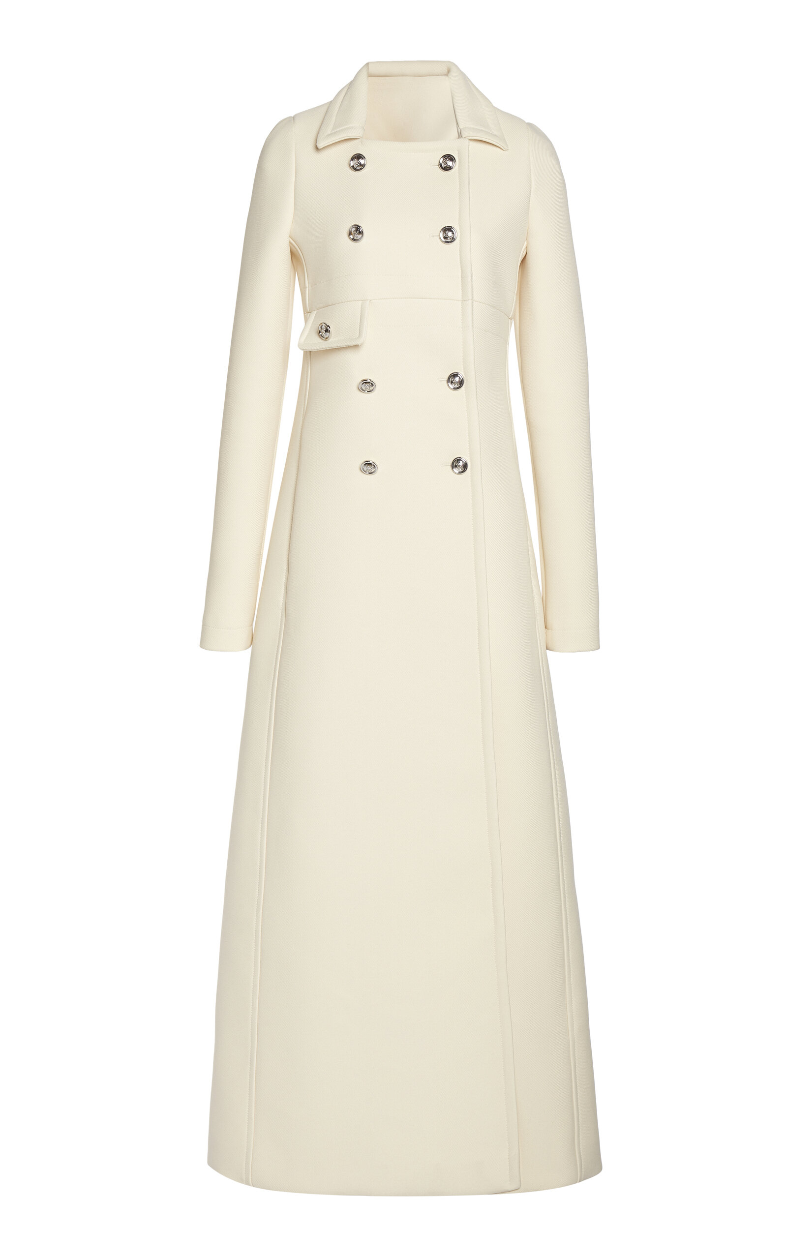 Giambattista Valli Double-breasted Gabardine Long Coat In Ivory