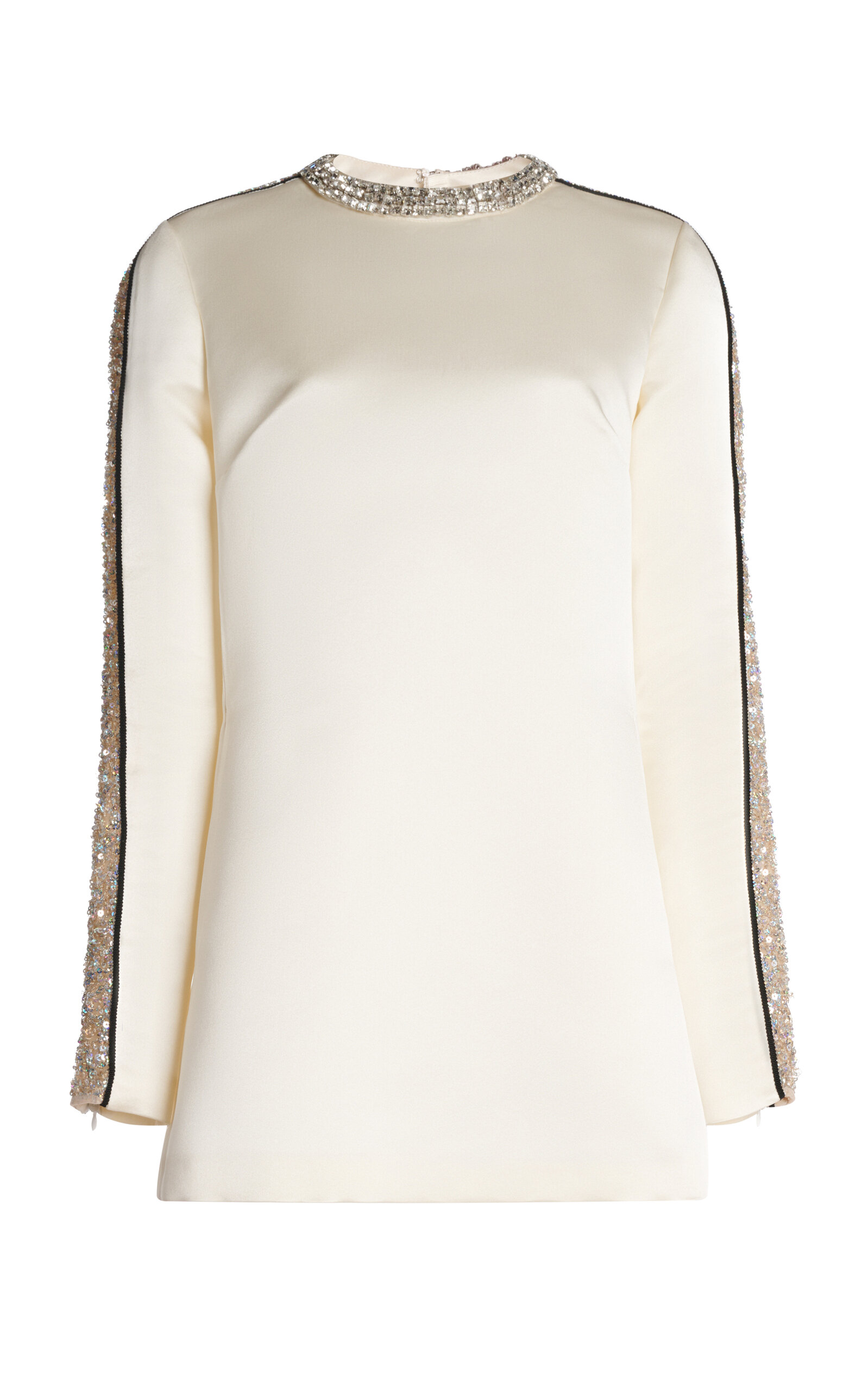 Giambattista Valli Embellished Duchesse Satin Mini Dress In Ivory