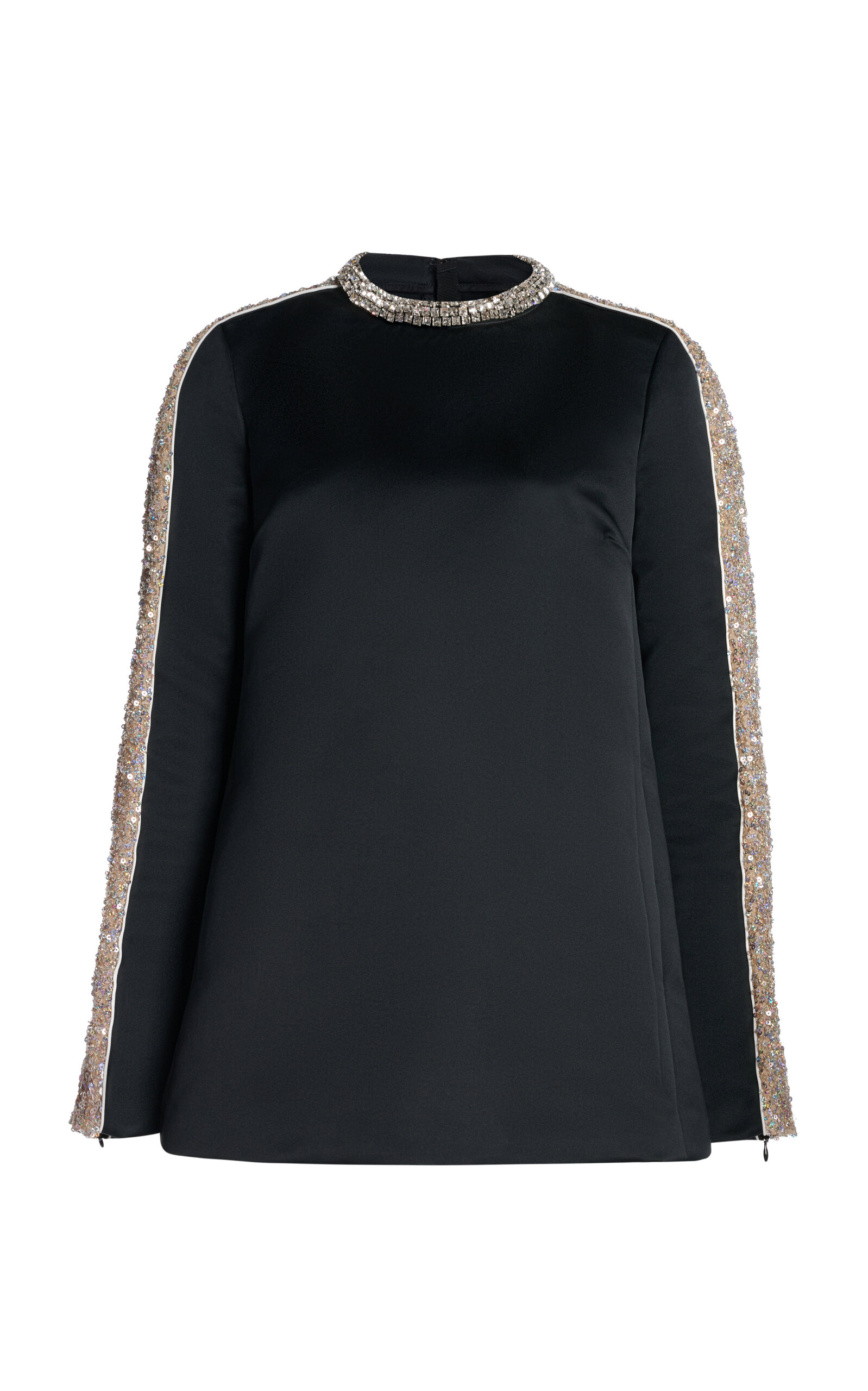 Giambattista Valli Embellished Duchesse Satin Mini Dress In Black