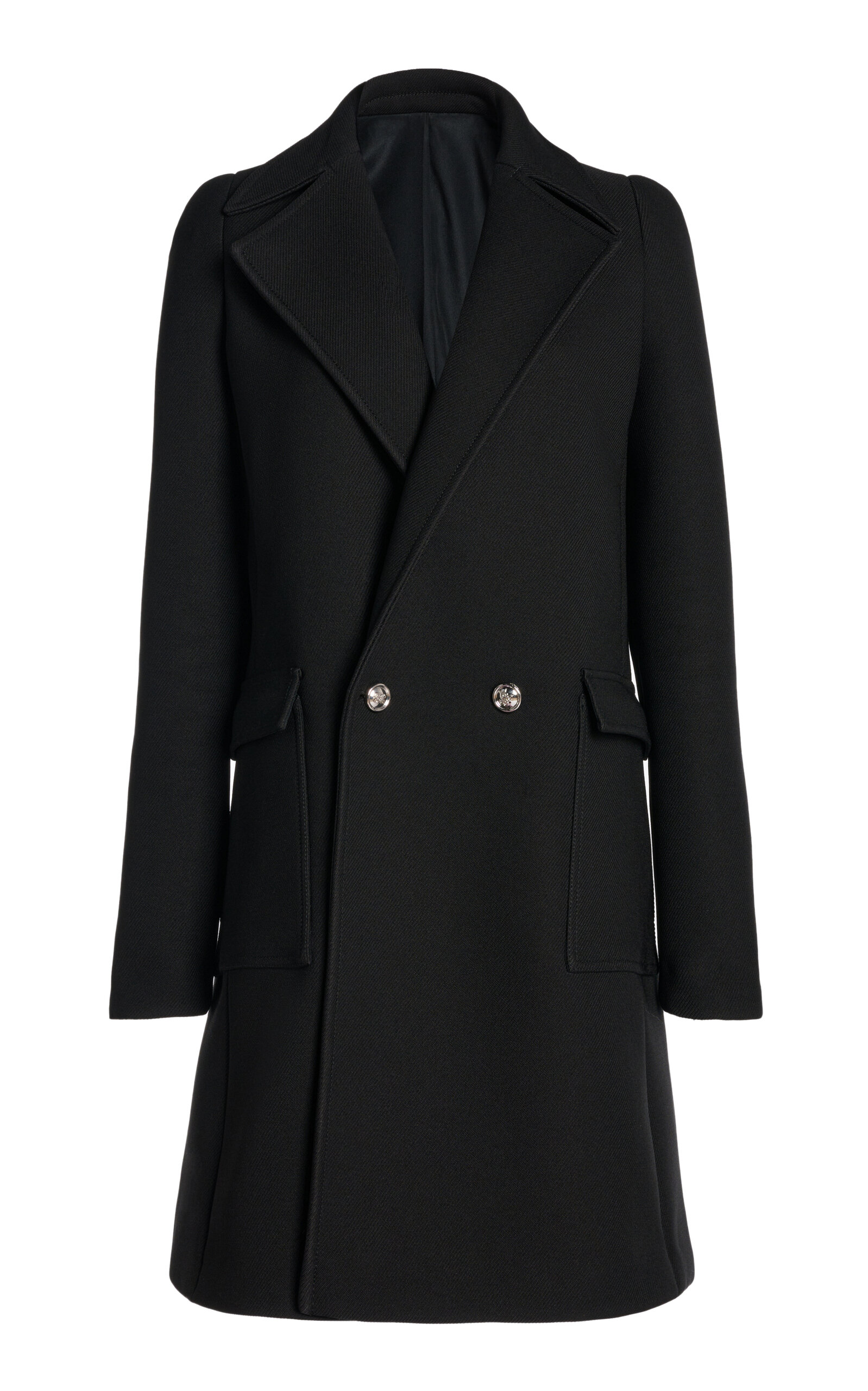 Giambattista Valli Double-breasted Gabardine Coat In Black